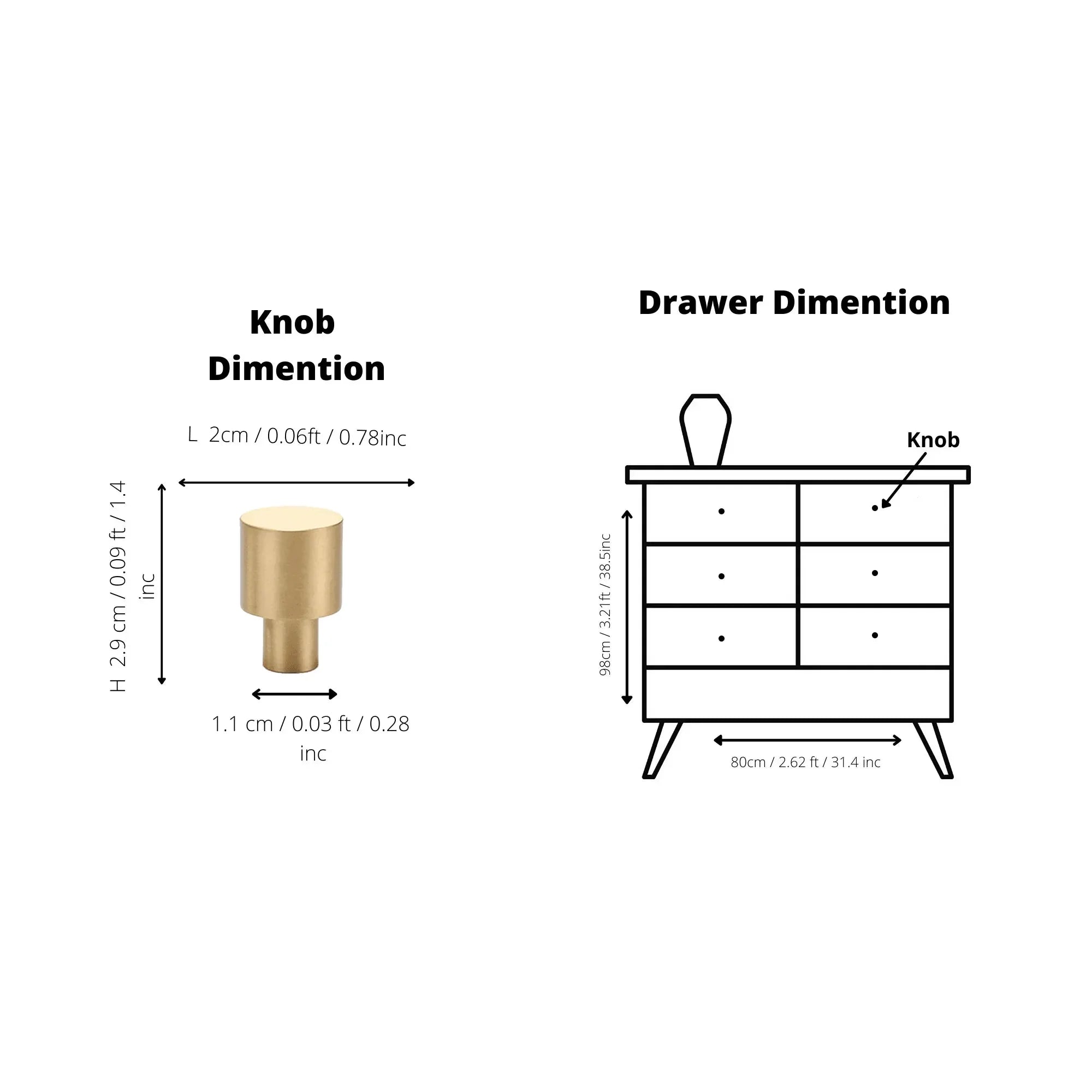 The Mantara B-0003 Salden Knob is a modern brass knob in gold with a brushed finish, ideal for wardrobes, drawers, and cabinets.