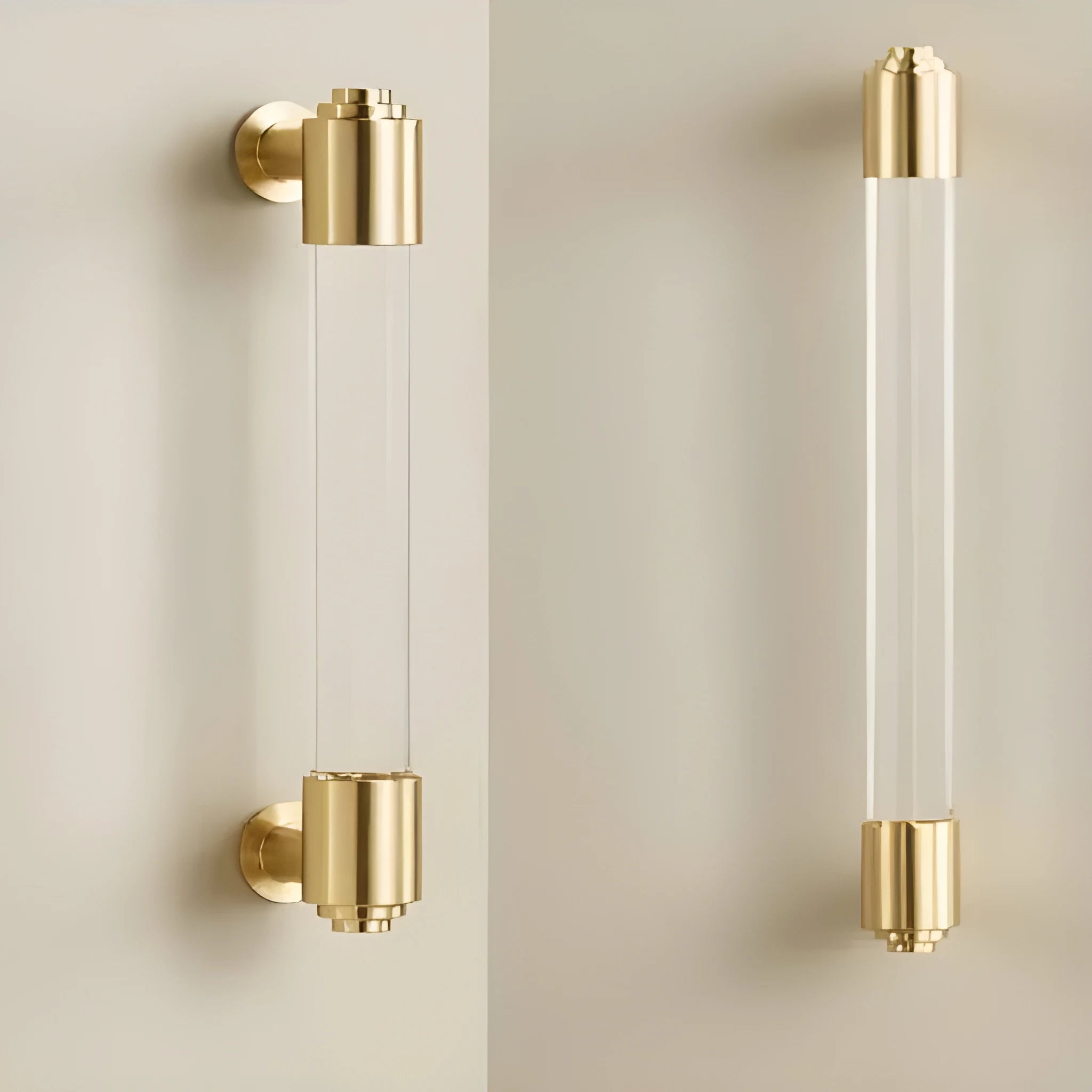 The Mantara C-0023 Sapience Handle is a modern crystal and brass handle in white transparent, perfect for cabinets, drawers, and wardrobes.