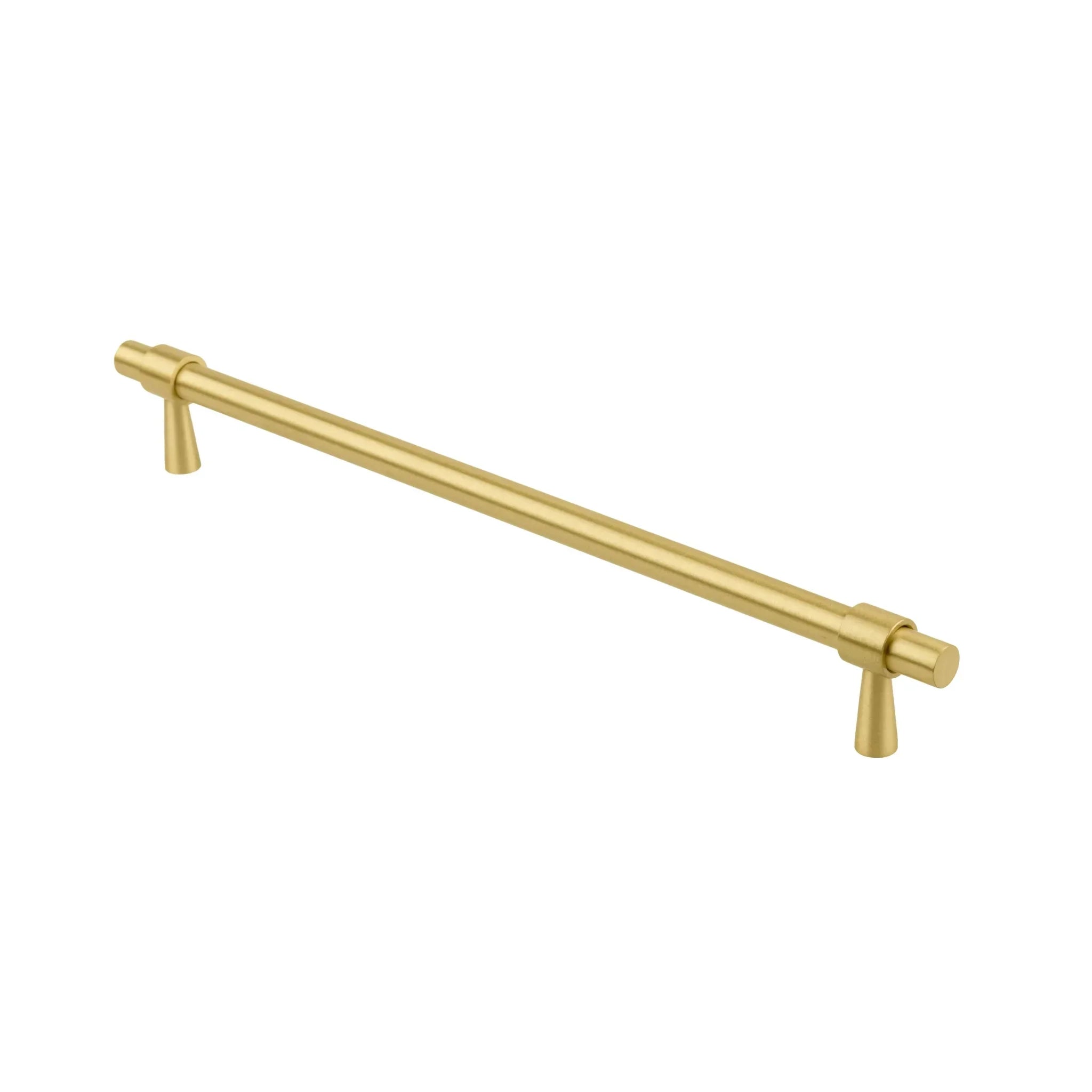 Mantara Seraphine Handle B-0054 is a modern brushed brass handle in gold, ideal for wardrobes, almirahs, and kitchens.