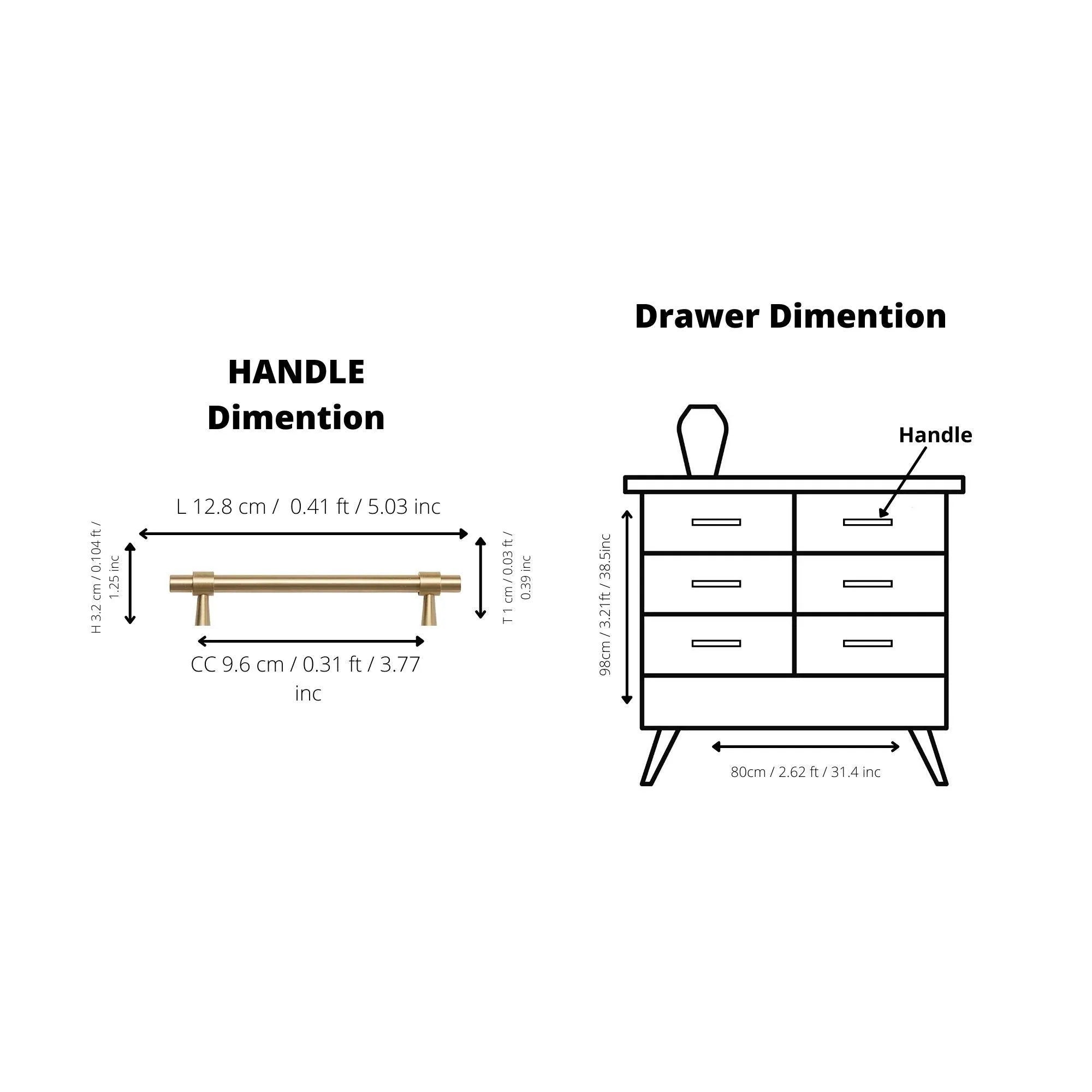 B-0054 Seraphine solid brass cabinet pull handle, brushed gold, sizes 50mm, 128mm, 165mm, 200mm, 230mm & 265mm, for kitchen drawers & wardrobes by Mantara.