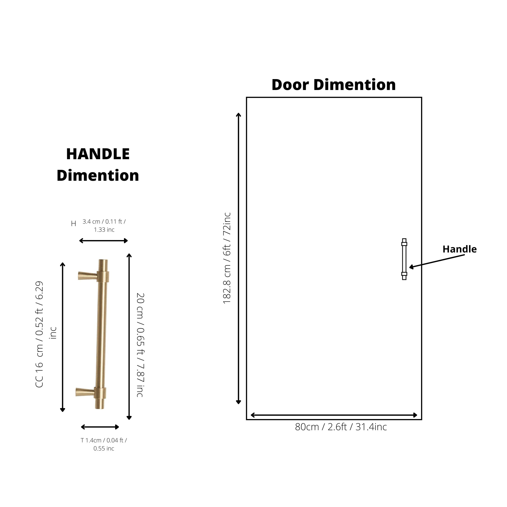 B-0054 Seraphine solid brass cabinet pull handle, brushed gold, sizes 50mm, 128mm, 165mm, 200mm, 230mm & 265mm, for kitchen drawers & wardrobes by Mantara.