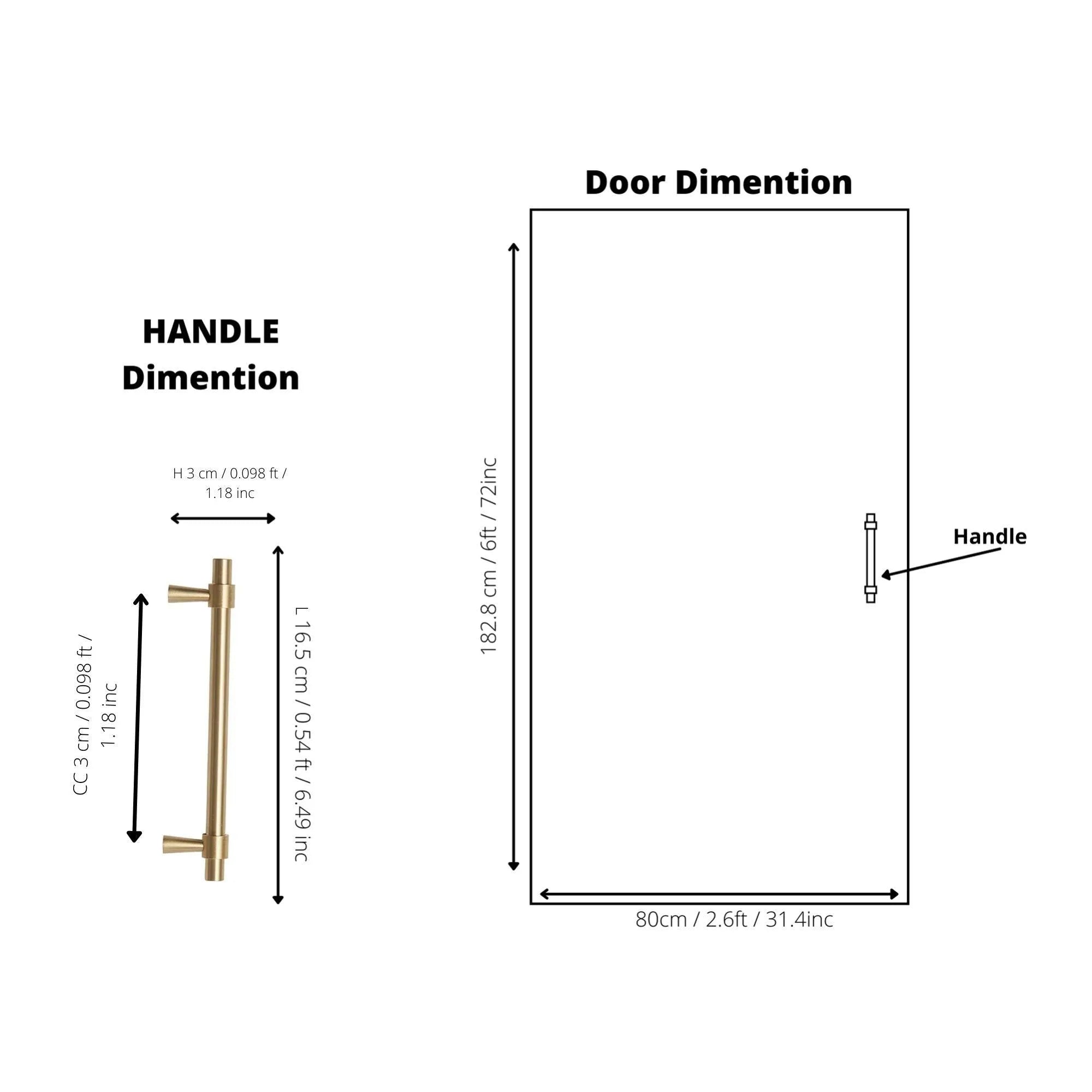 B-0054 Seraphine solid brass cabinet pull handle, brushed gold, sizes 50mm, 128mm, 165mm, 200mm, 230mm & 265mm, for kitchen drawers & wardrobes by Mantara.