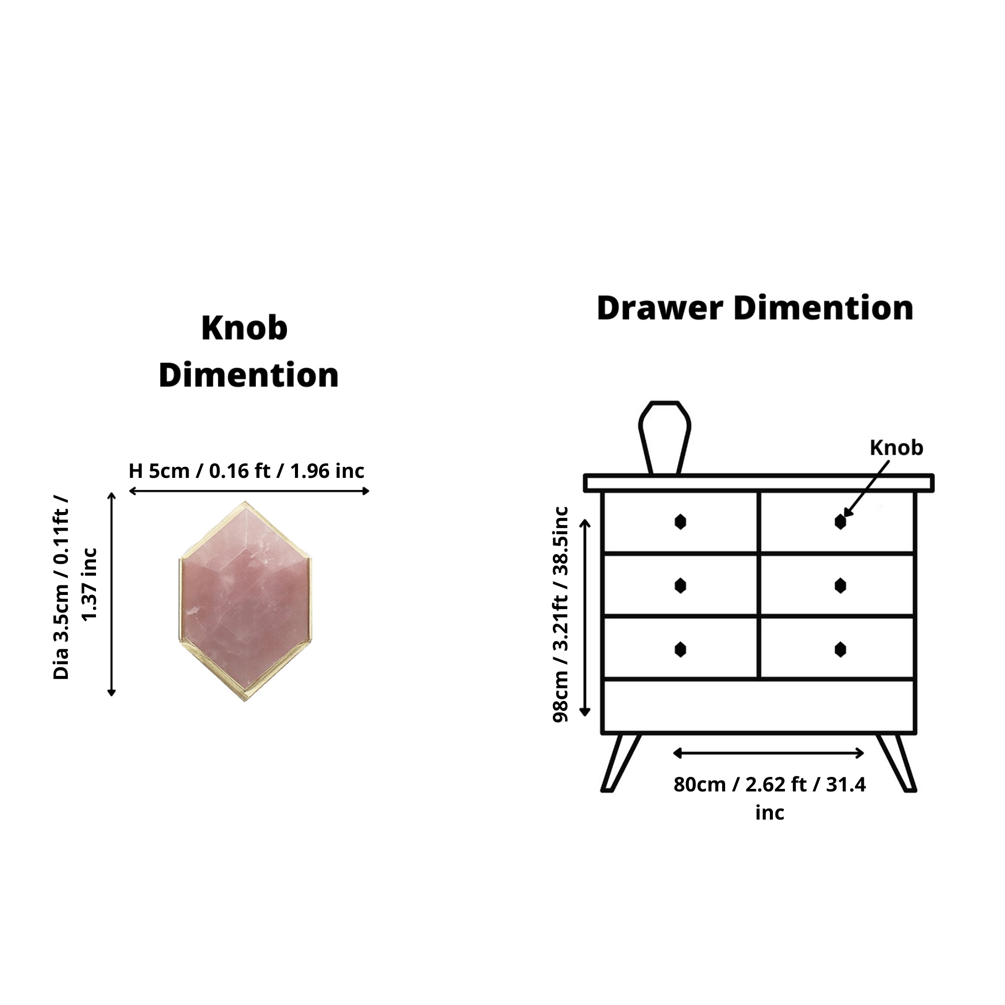 The Mantara C-0004 is a Nordic crystal + brass knob in pink, ideal for wardrobes, drawers & cabinets.
