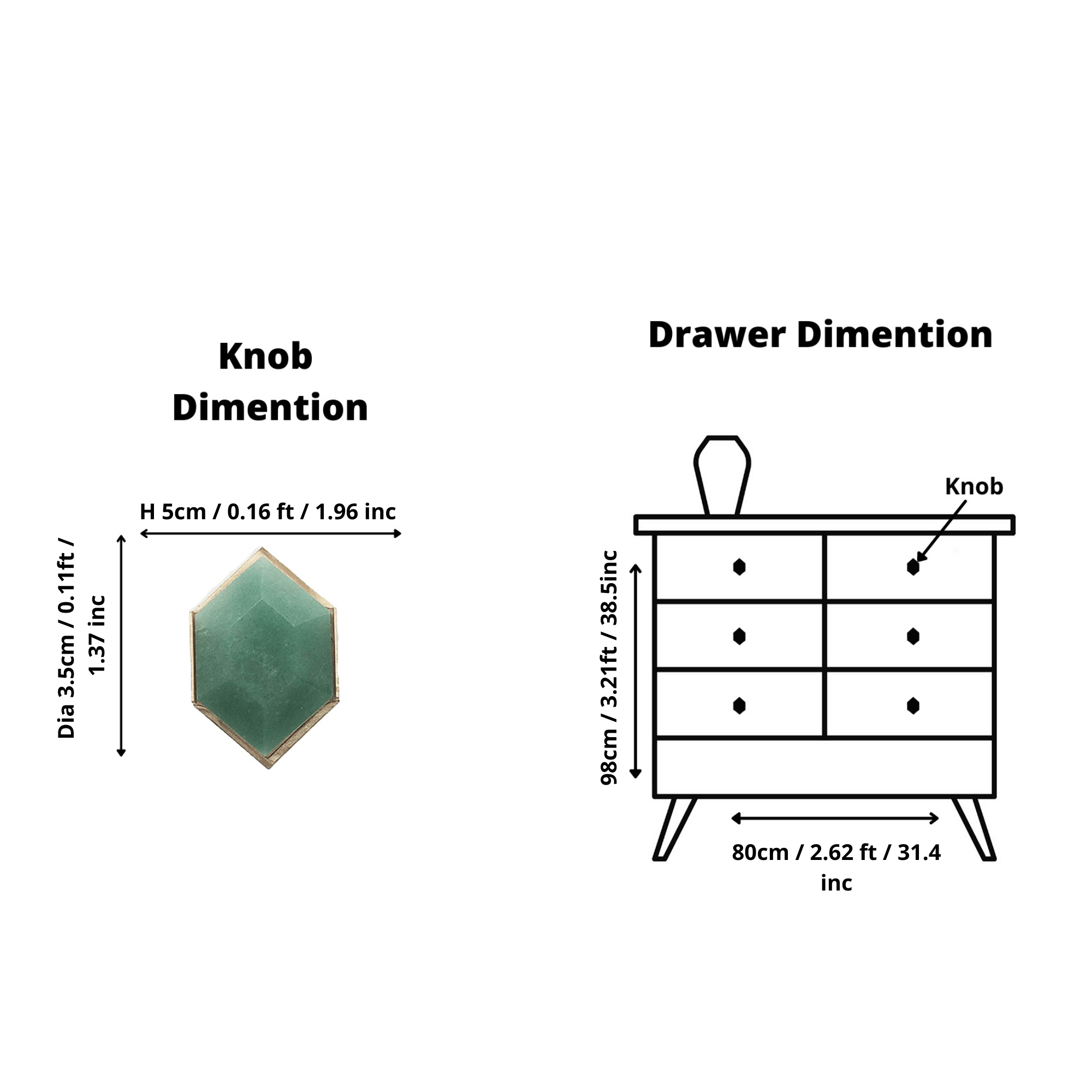 The Mantara C-0004 is a Nordic crystal + brass knob in green, ideal for wardrobes, drawers & cabinets.