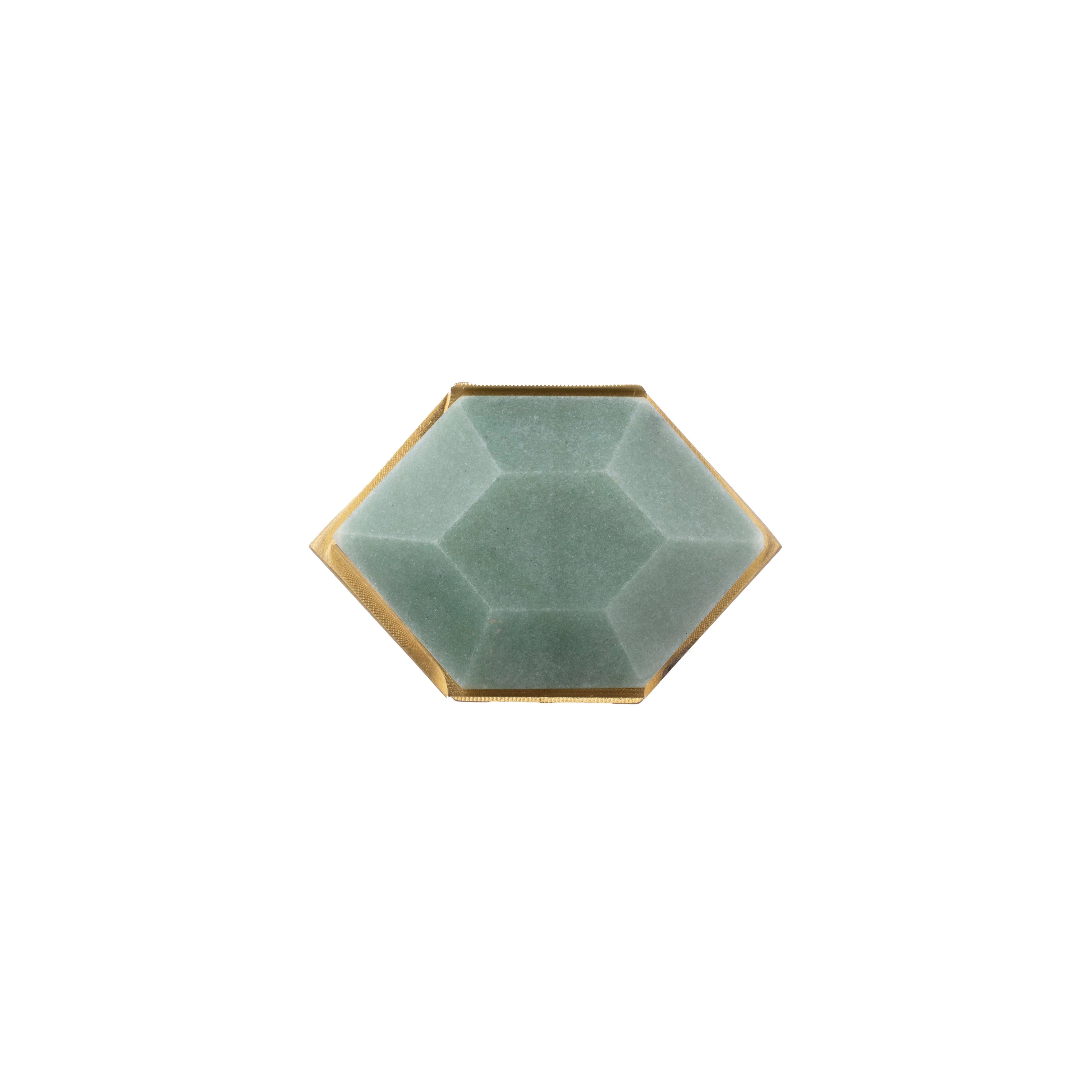 The Mantara C-0004 is a Nordic crystal + brass knob in green, ideal for wardrobes, drawers & cabinets.