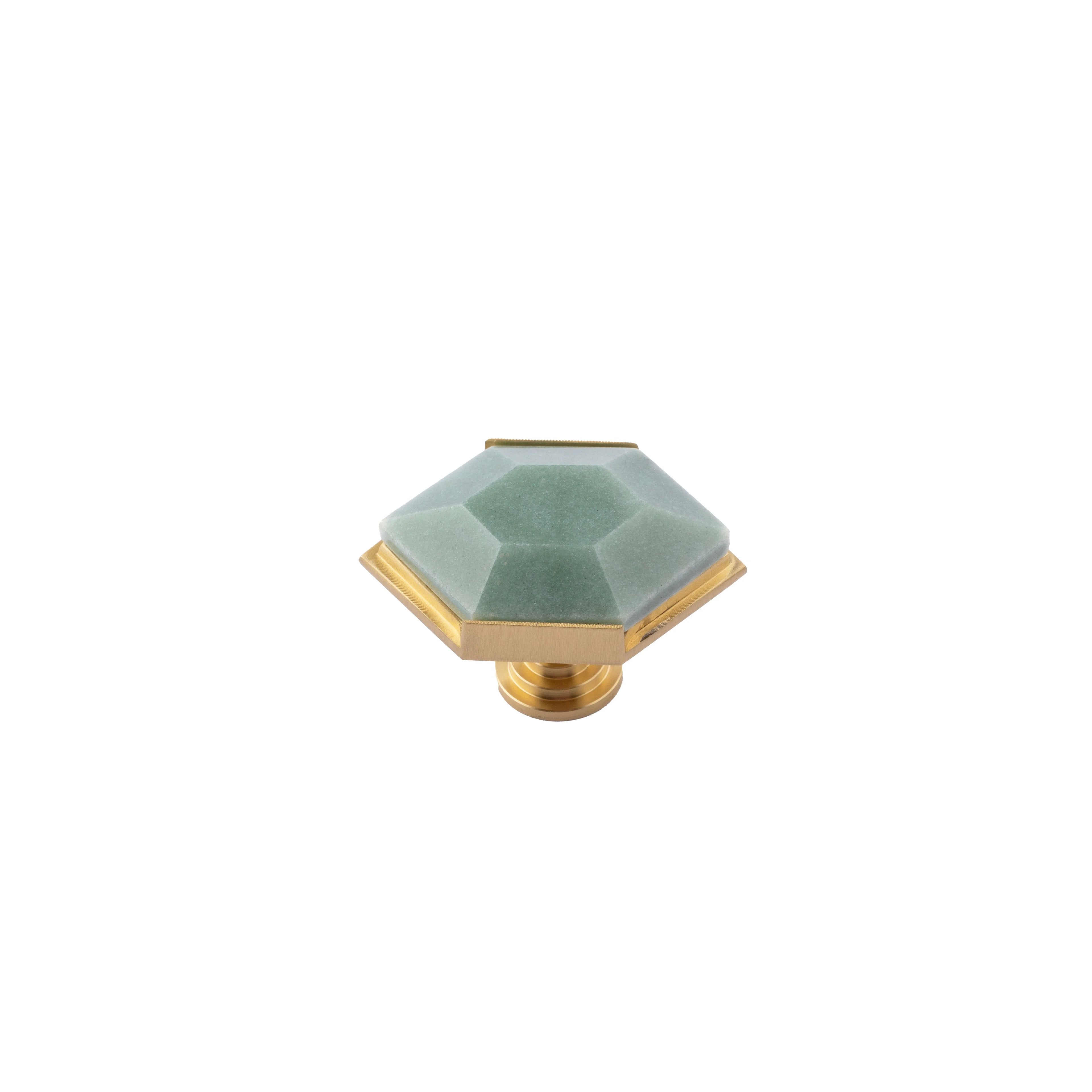 The Mantara C-0004 is a Nordic crystal + brass knob in green, ideal for wardrobes, drawers & cabinets.