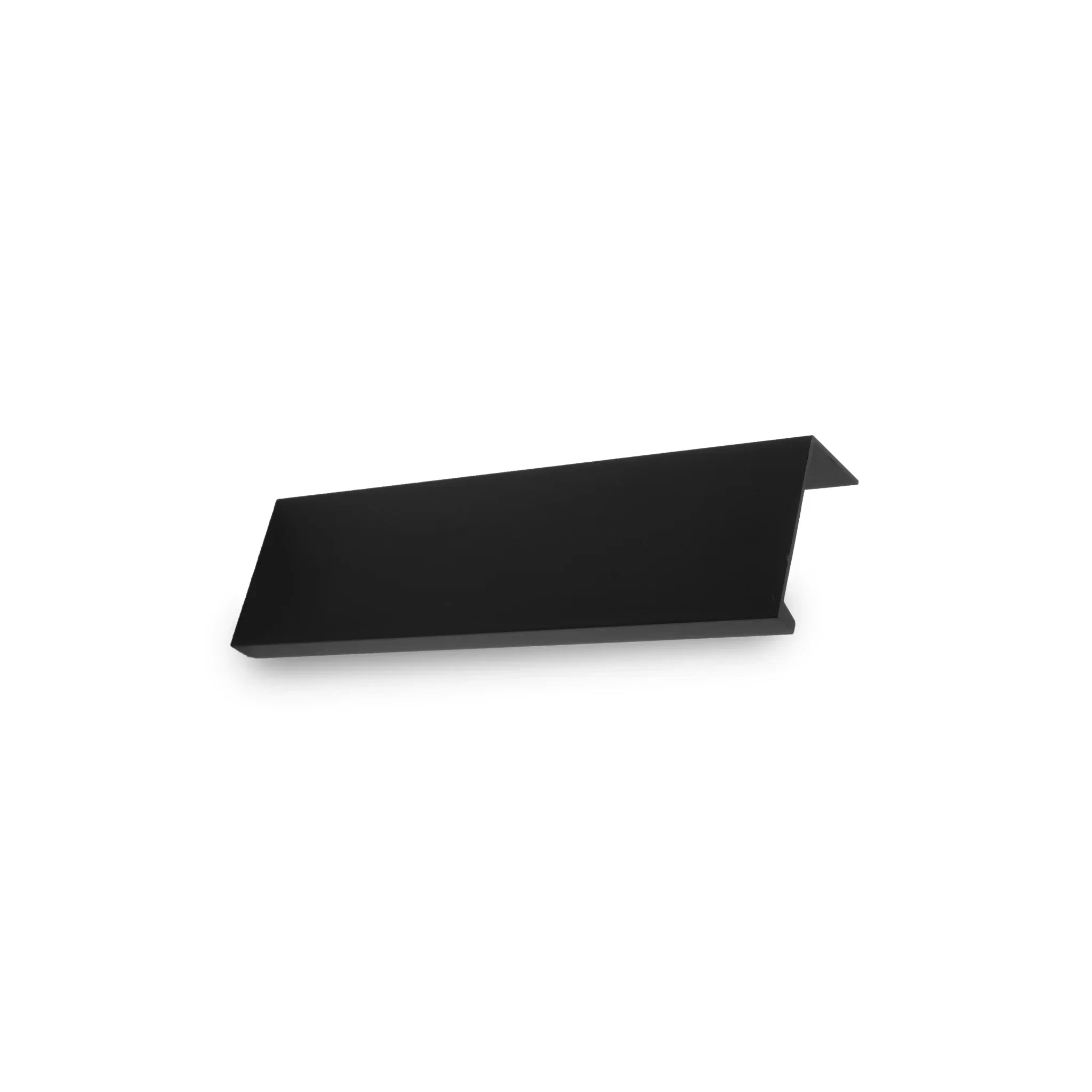 The Mantara AL-0004 Shingle Handle is a modern black aluminum alloy handle with a matte finish, ideal for wardrobes and kitchens.