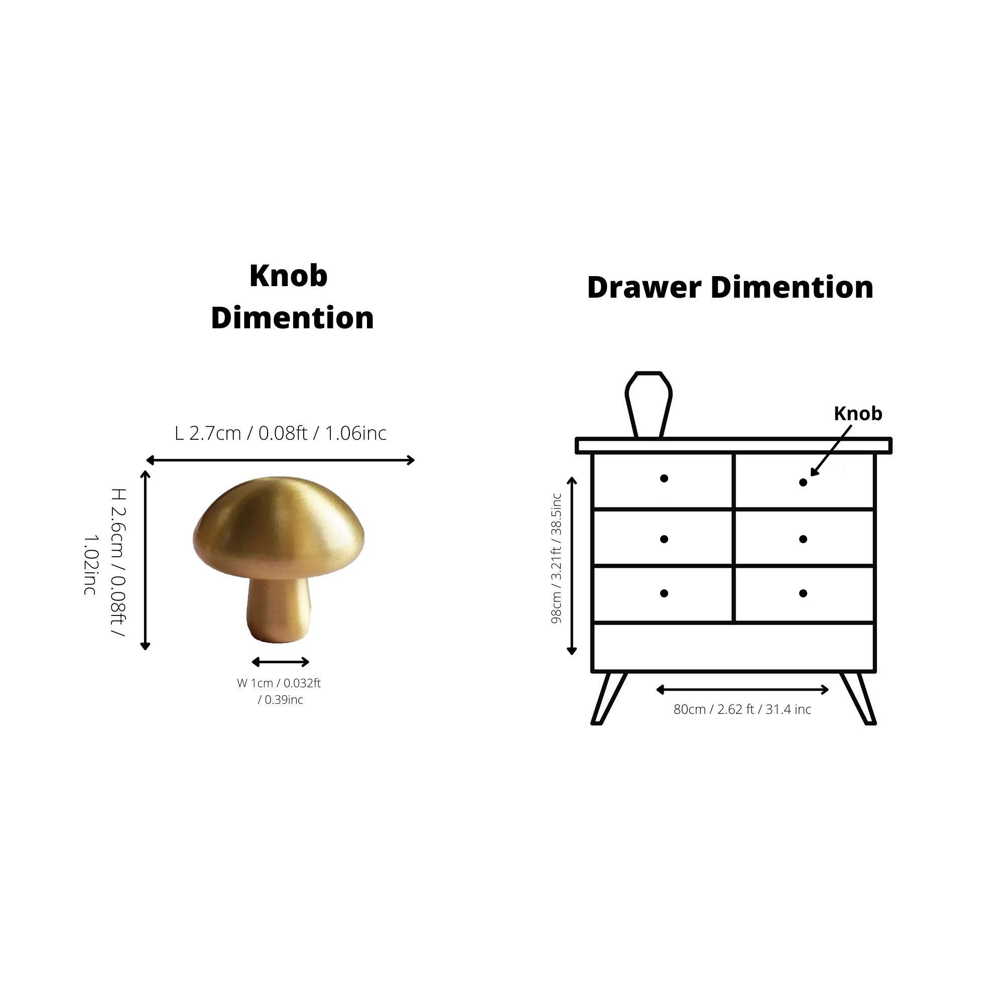 Mantara Shroom Knob B-0100 is a modern solid brass knob in brushed gold, perfect for kitchens, cabinets, and furniture.