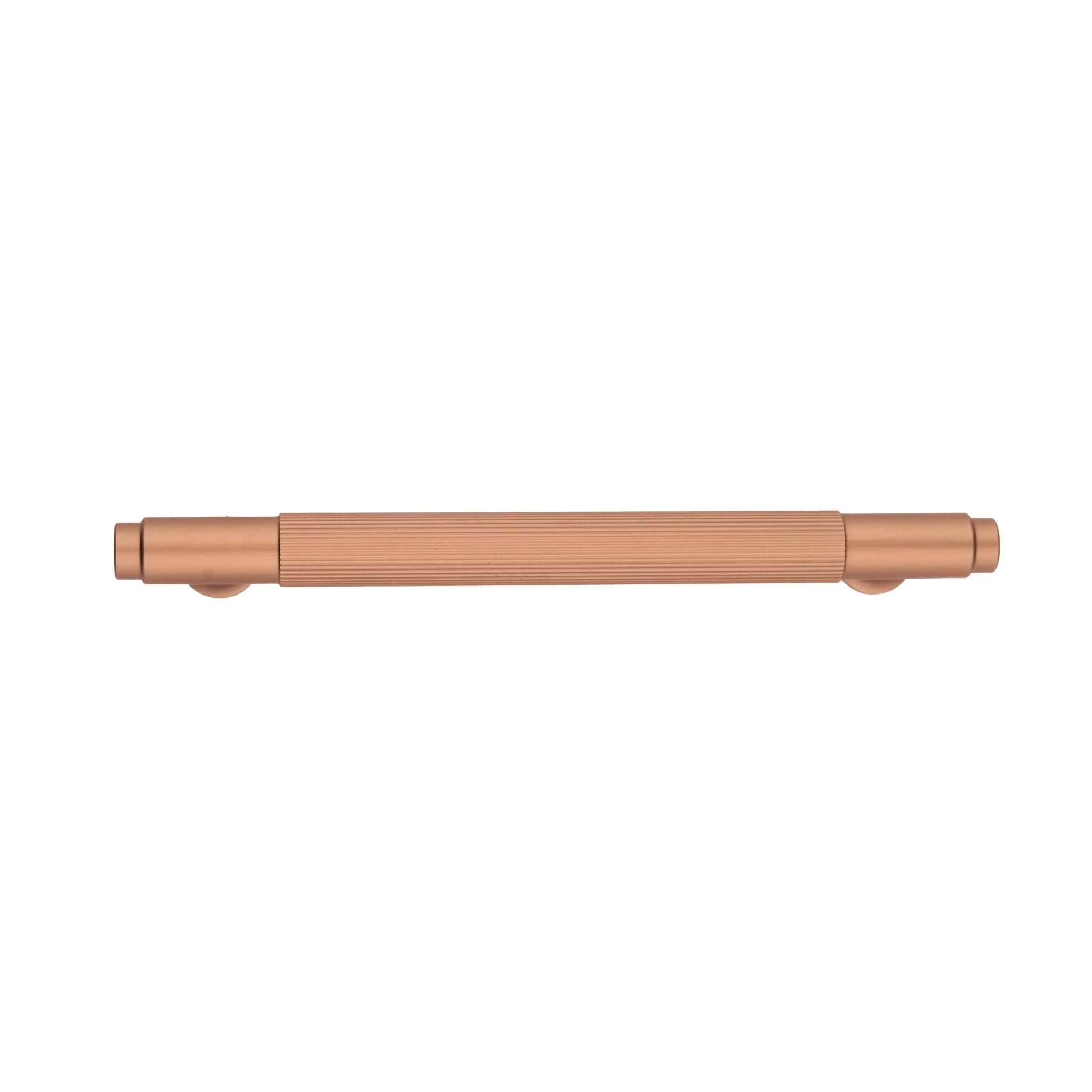 The Mantara AL-0002 Sleek Bar Handle is a modern aluminum alloy handle in rose gold, ideal for cabinets and wardrobes.