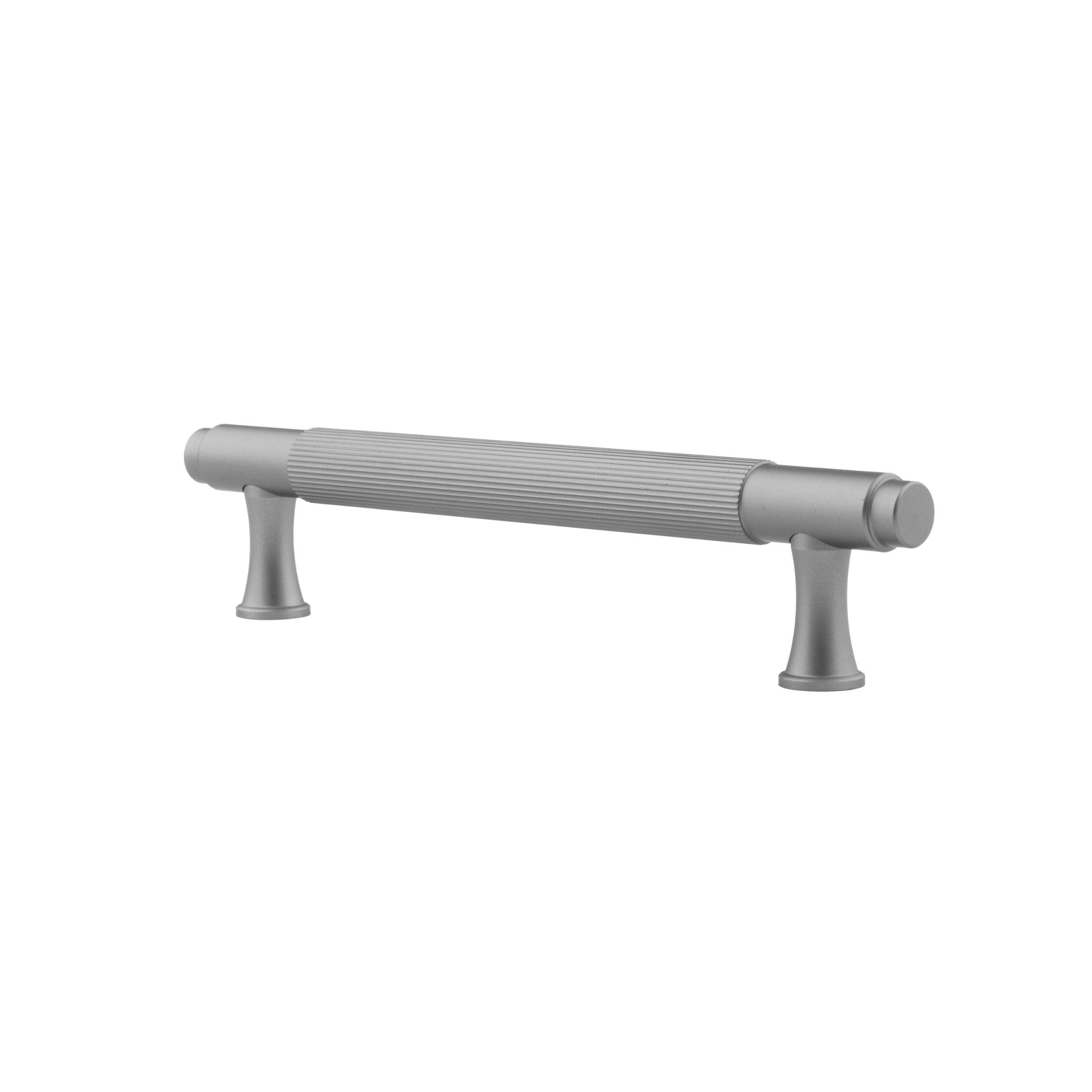 A versatile bar handle in aluminum alloy with matte rose gold or grey finish, Mantara AL-0002 bar handle for cabinets and wardrobes, SKU AL-0002.