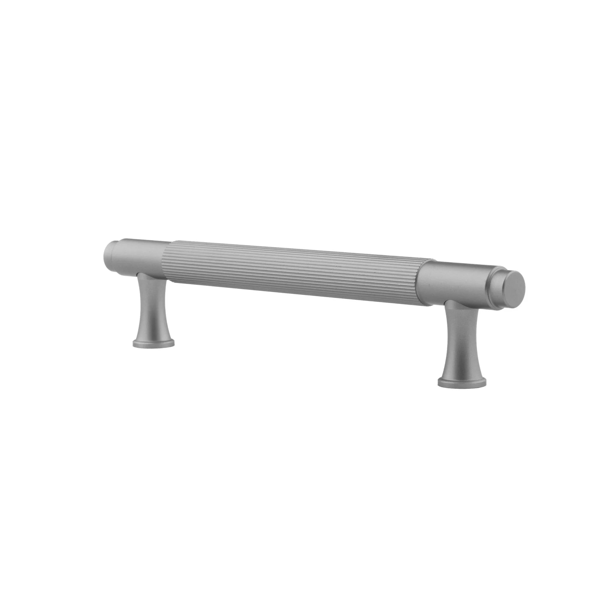 The Mantara AL-0002 Sleek Bar Handle is a modern aluminum alloy handle in grey, ideal for cabinets and wardrobes.