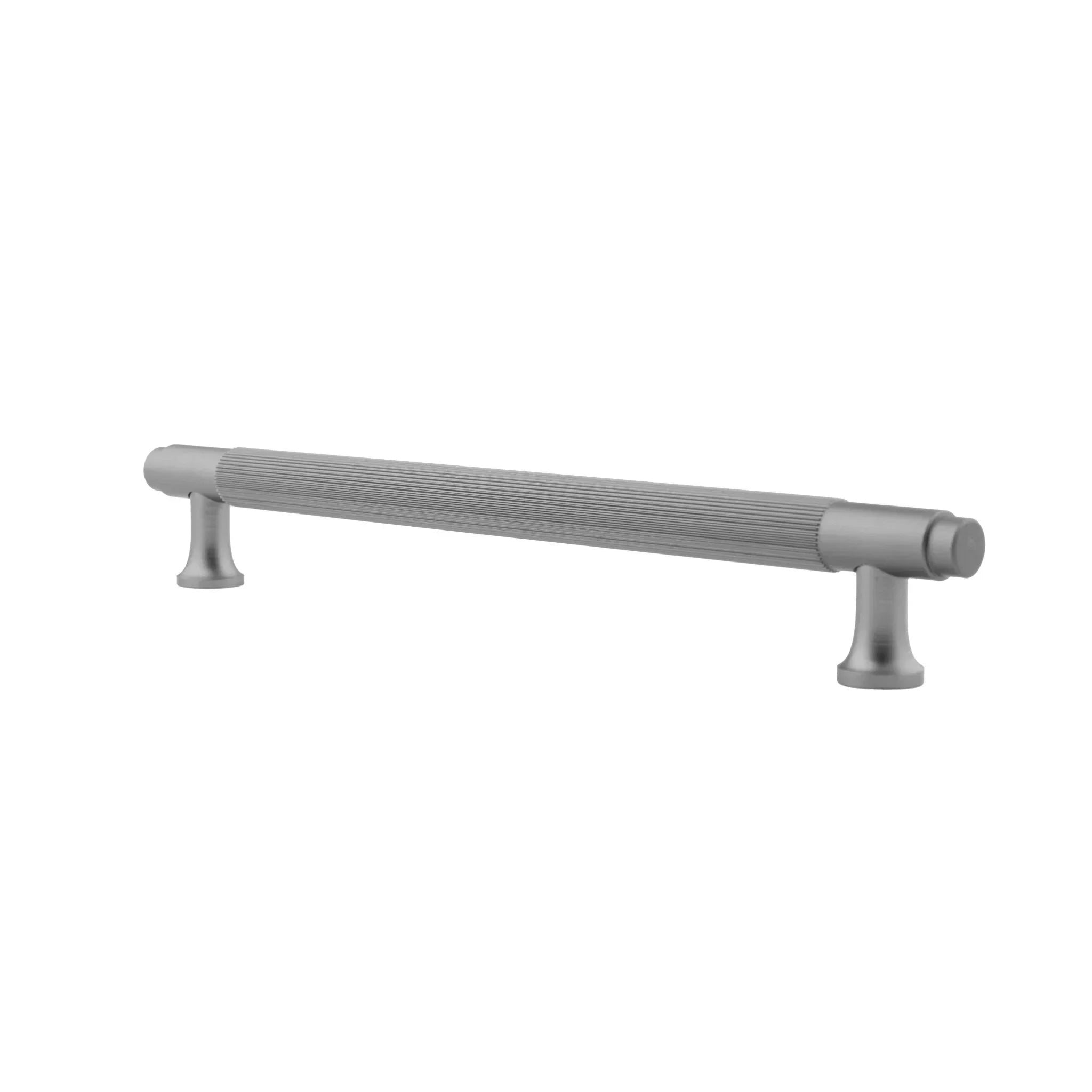 The Mantara AL-0002 Sleek Bar Handle is a modern aluminum alloy handle in grey, ideal for cabinets and wardrobes.