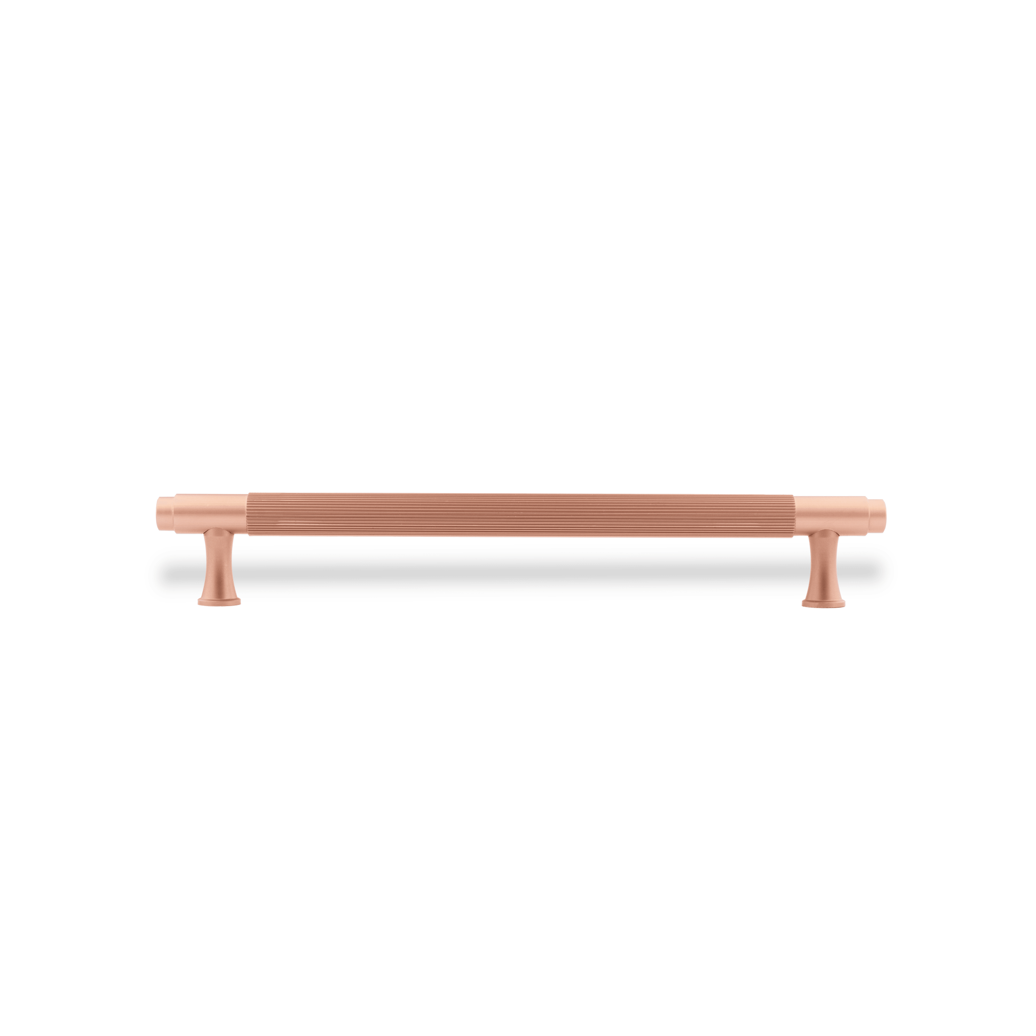 A versatile bar handle in aluminum alloy with matte rose gold or grey finish, Mantara AL-0002 bar handle for cabinets and wardrobes, SKU AL-0002.
