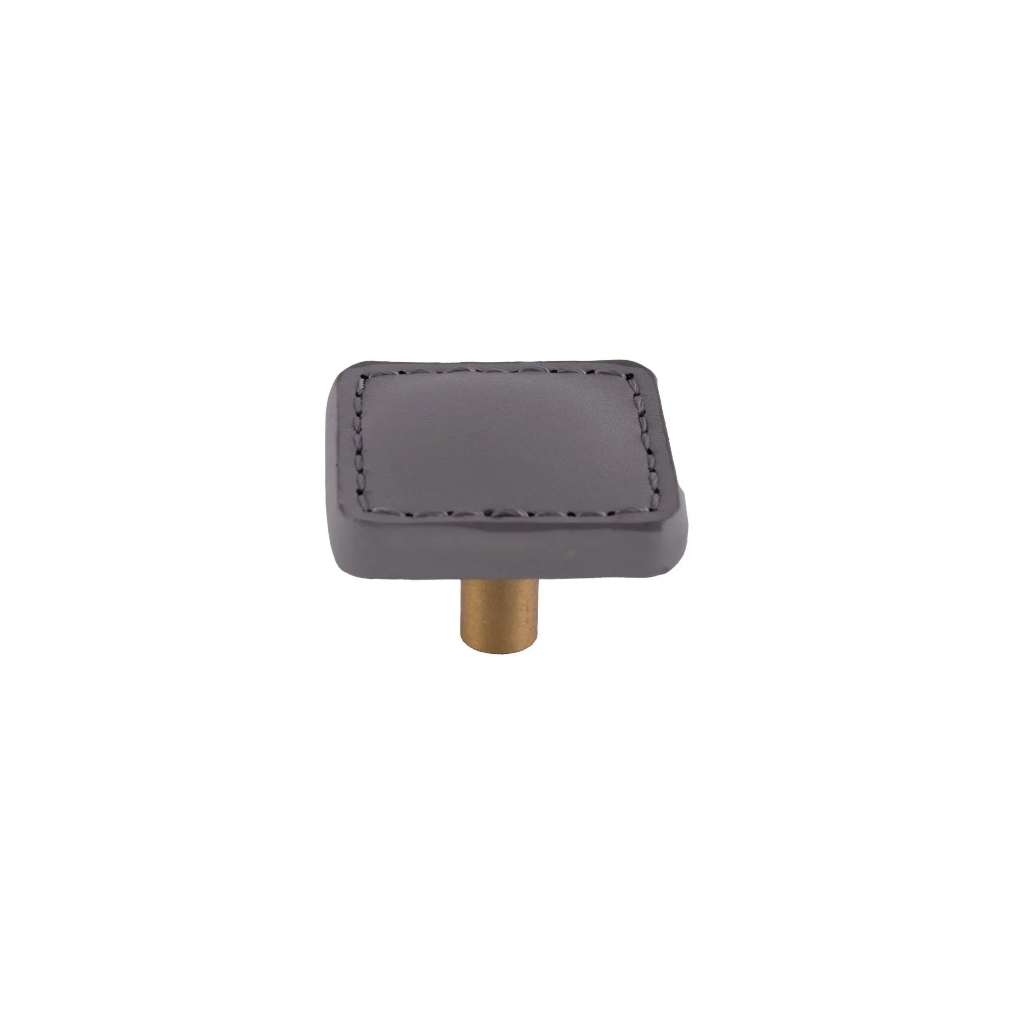 The Mantara L-0008 Sofia Square Knob is a modern leather knob in grey, perfect for cabinets and drawers.