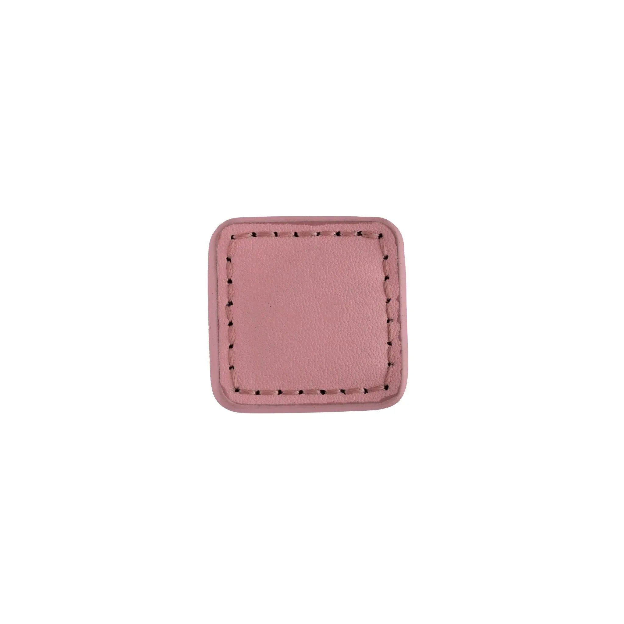 The Mantara L-0008 Sofia Square Knob is a modern leather knob in pink, perfect for cabinets and drawers.