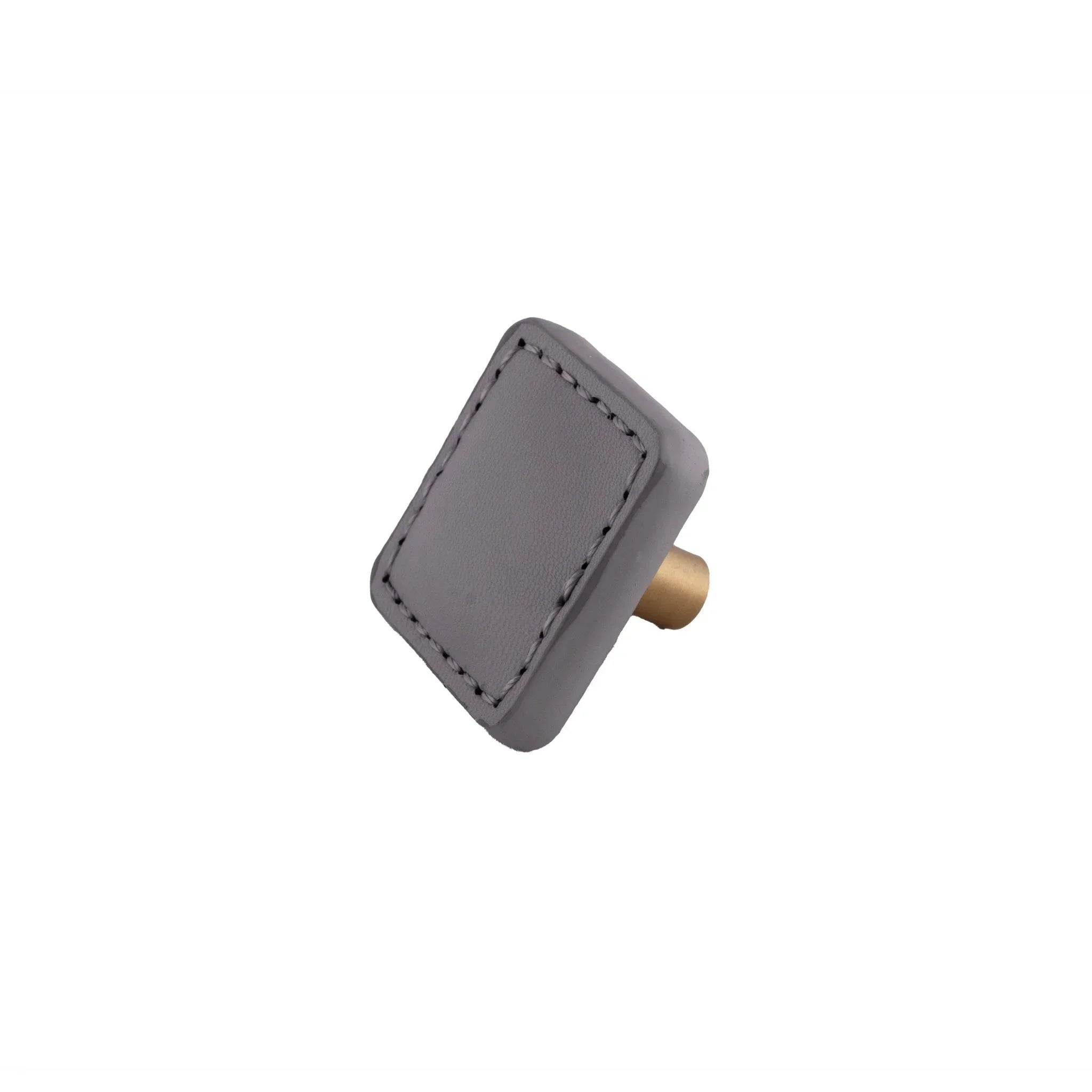 The Mantara L-0008 Sofia Square Knob is a modern leather knob in grey, perfect for cabinets and drawers.