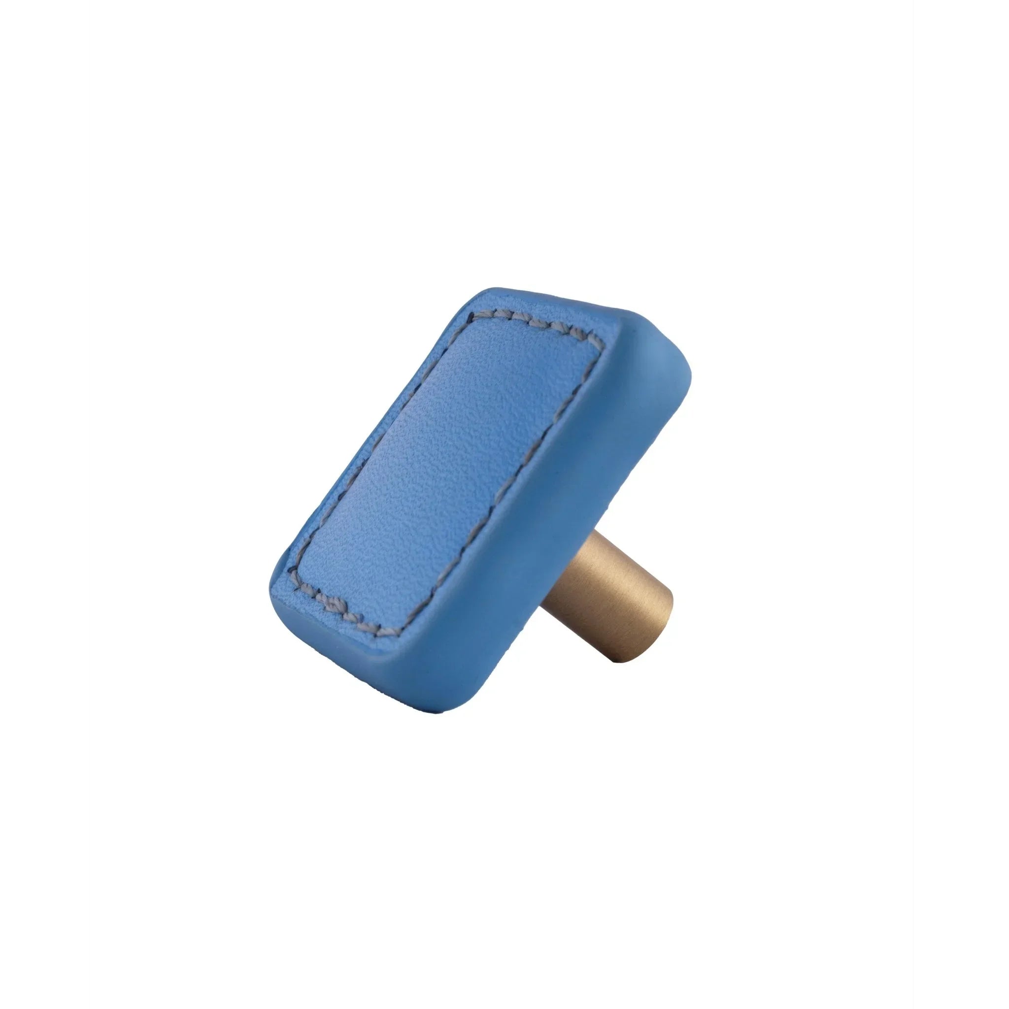 The Mantara L-0008 Sofia Square Knob is a modern leather knob in blue, perfect for cabinets and drawers.