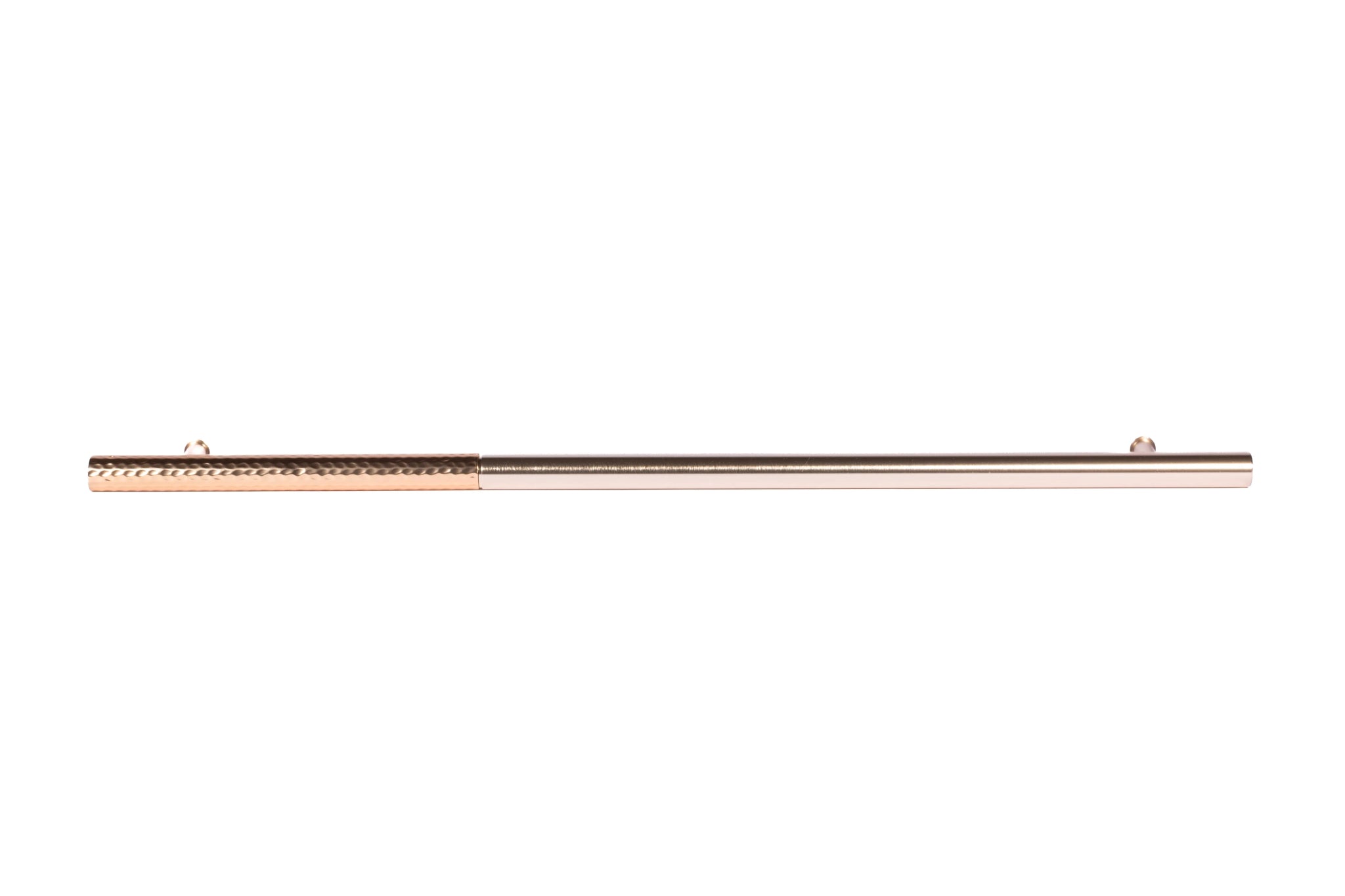 Mantara Soleil Handle Z-0021 is a modern zinc alloy handle in brushed rose gold finish, ideal for kitchen drawers, dresser drawers.