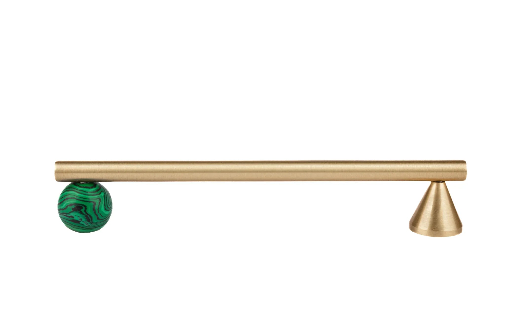 The Mantara C-0022 Solstice Handle is a modern crystal and brass handle in green, ideal for wardrobes, drawers, and cabinets.