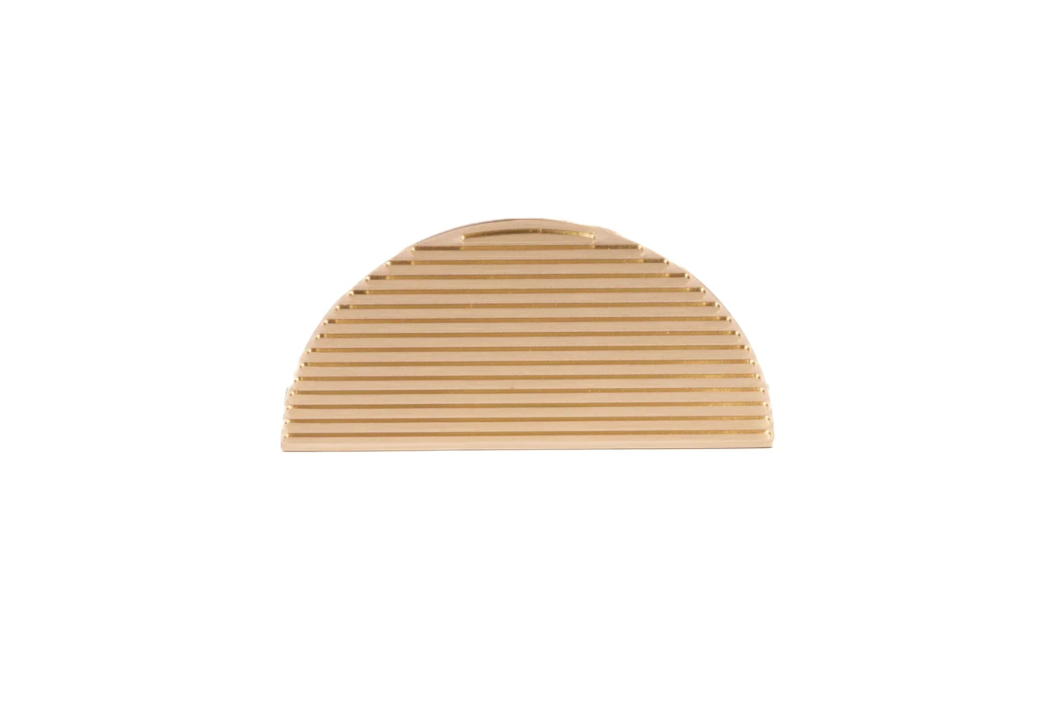 The Sorelle Handle by Mantara B-0113 is a modern brushed brass knob in gold, perfect for kitchen drawers and cabinets.