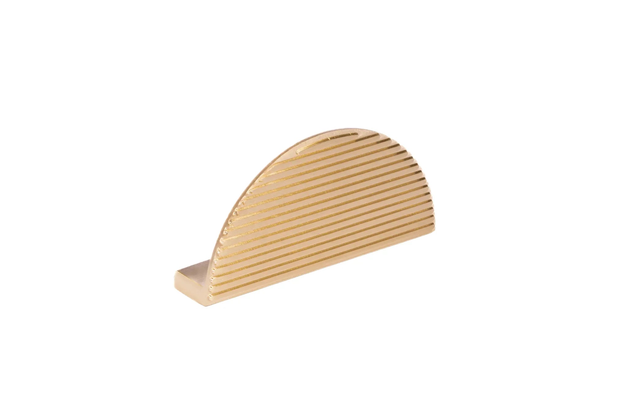 The Sorelle Handle by Mantara B-0113 is a modern brushed brass knob in gold, perfect for kitchen drawers and cabinets.