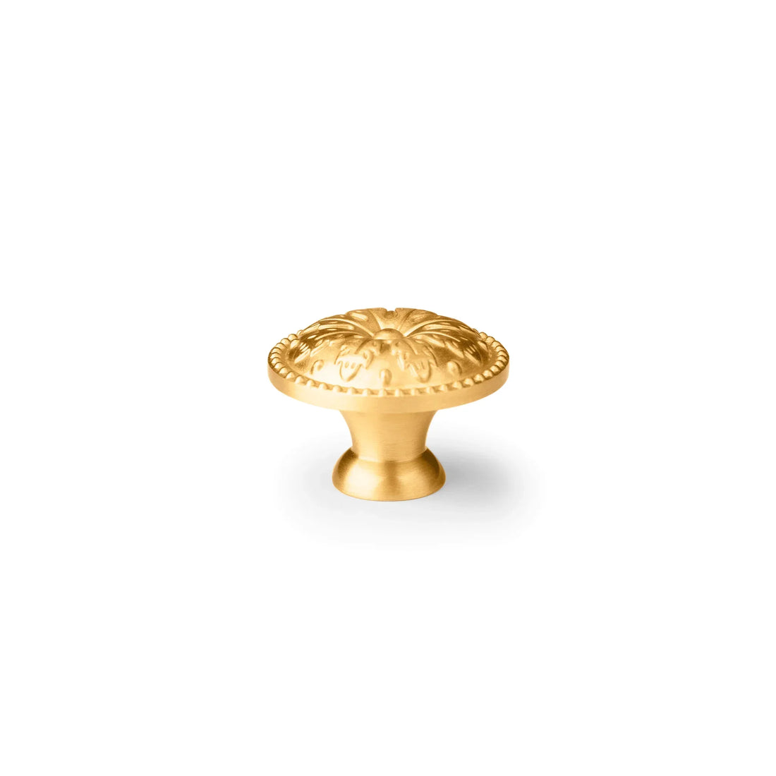 The Mantara B-0012 Sovereign Knob is a modern brass knob in gold with a brushed finish, ideal for doors, wardrobes, and cabinets.