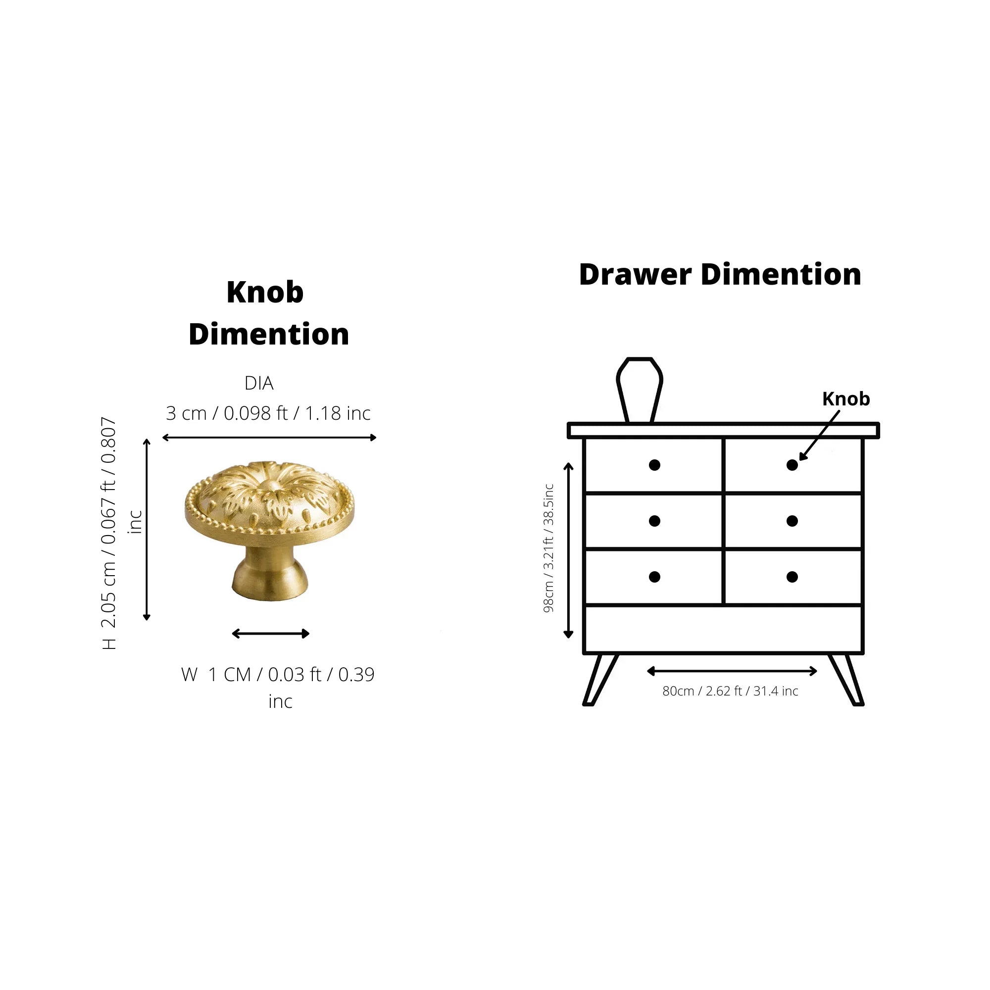 The Mantara B-0012 Sovereign Knob is a modern brass knob in gold with a brushed finish, ideal for doors, wardrobes, and cabinets.