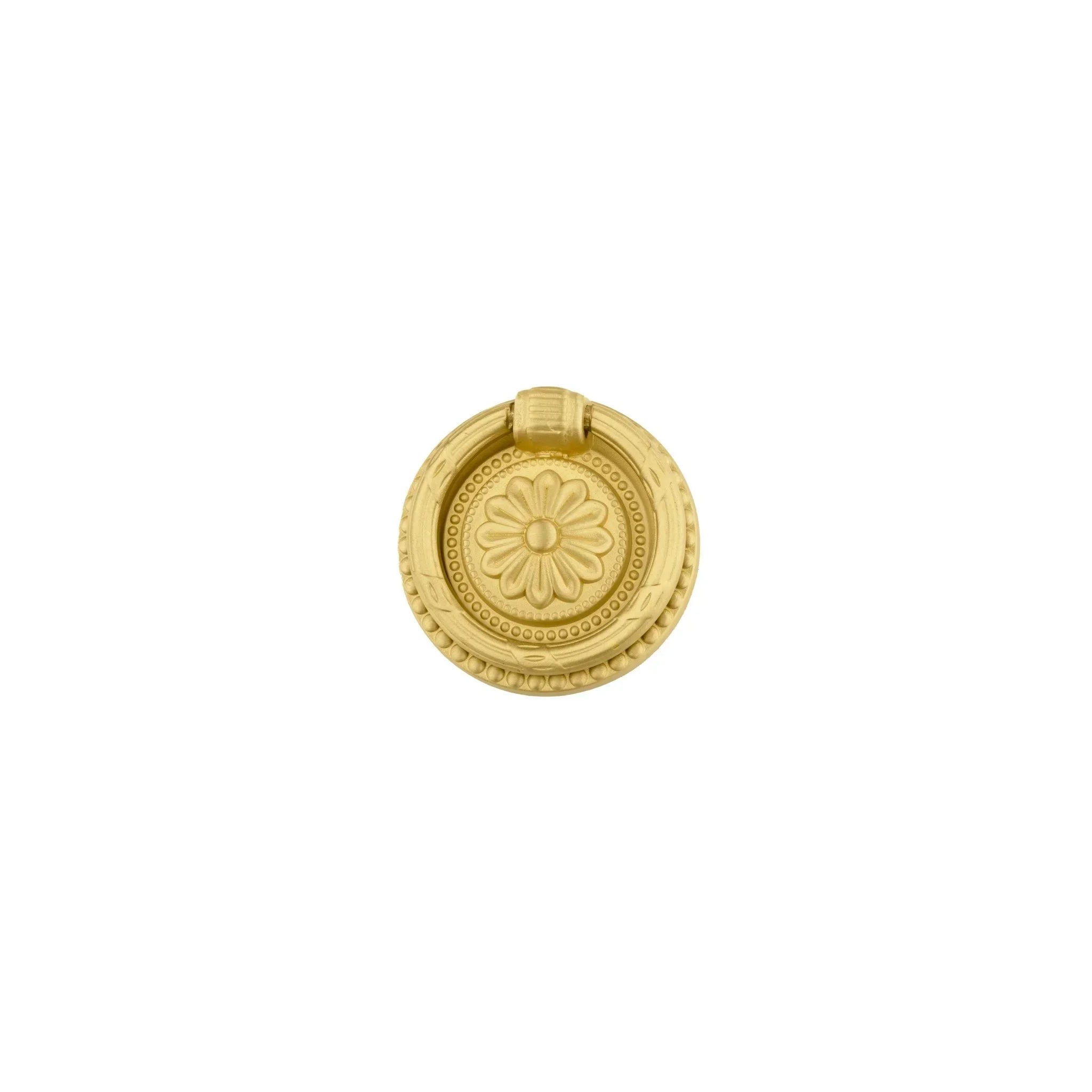 The Mantara B-0013 Sovereign Ring Knob is a modern polished brass knob in gold, perfect for wardrobes, doors, and cabinets.