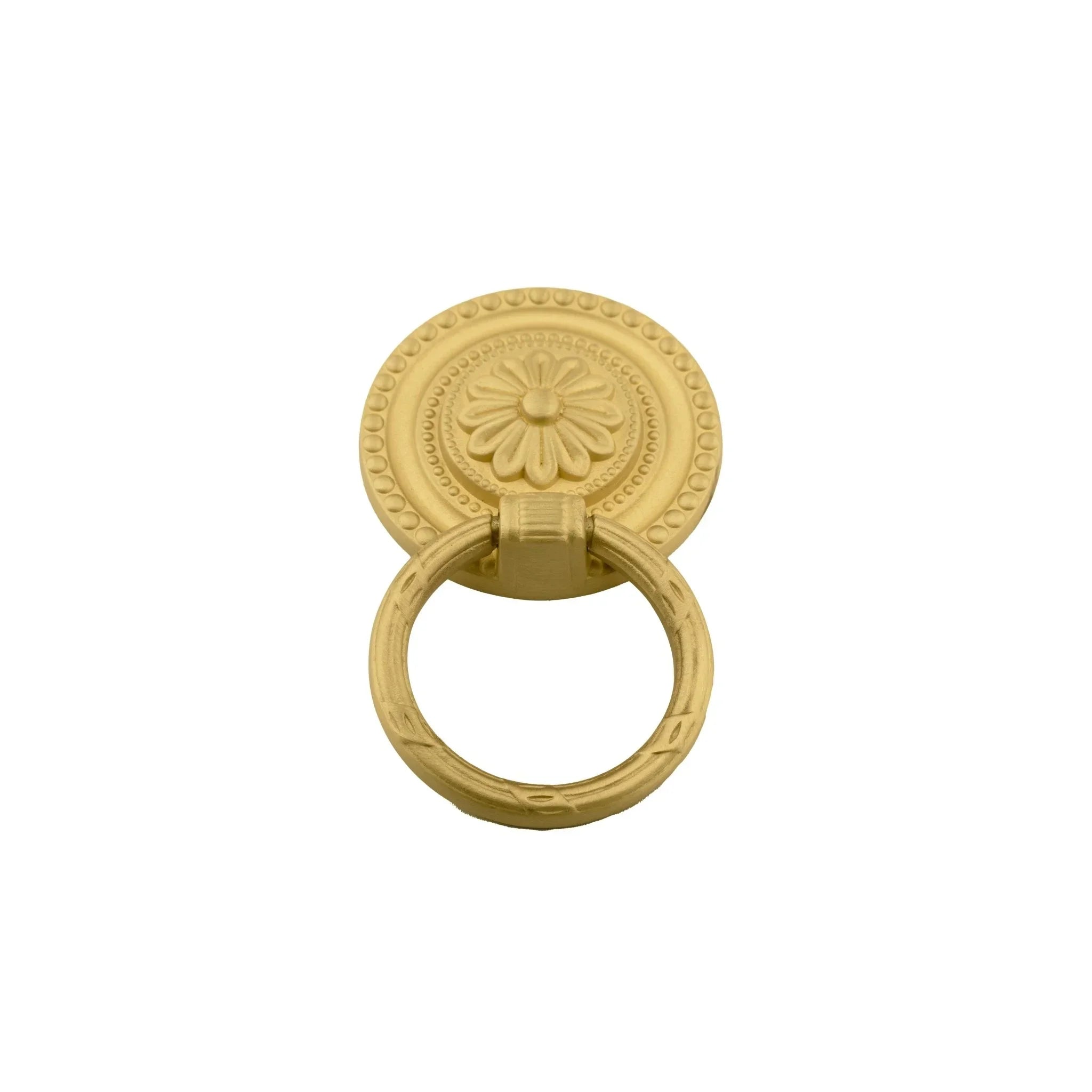 The Mantara B-0013 Sovereign Ring Knob is a modern polished brass knob in gold, perfect for wardrobes, doors, and cabinets.