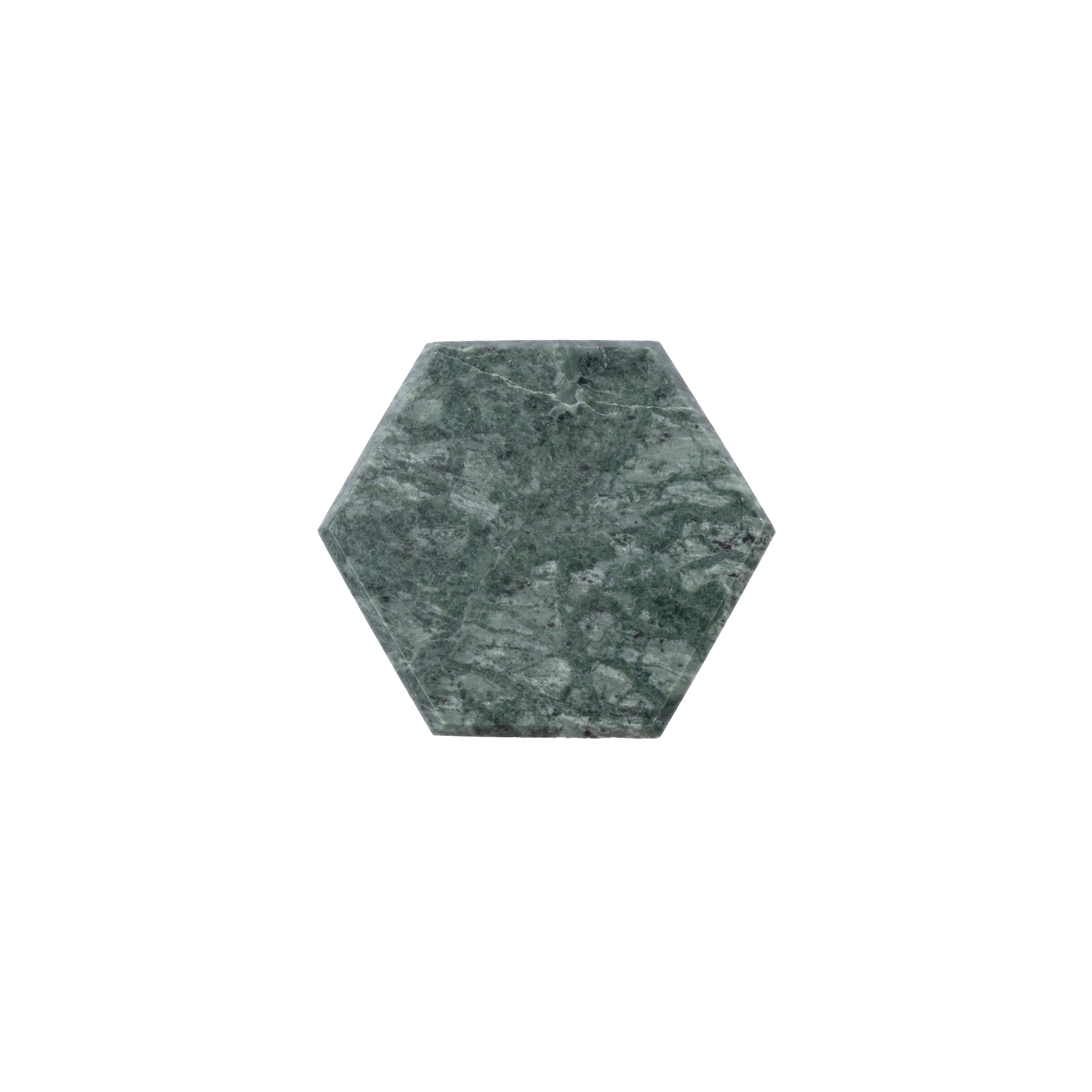 The Mantara M-0002 Tetris Knob is a modern marble and brass knob in green, perfect for doors, drawers, and cabinets.