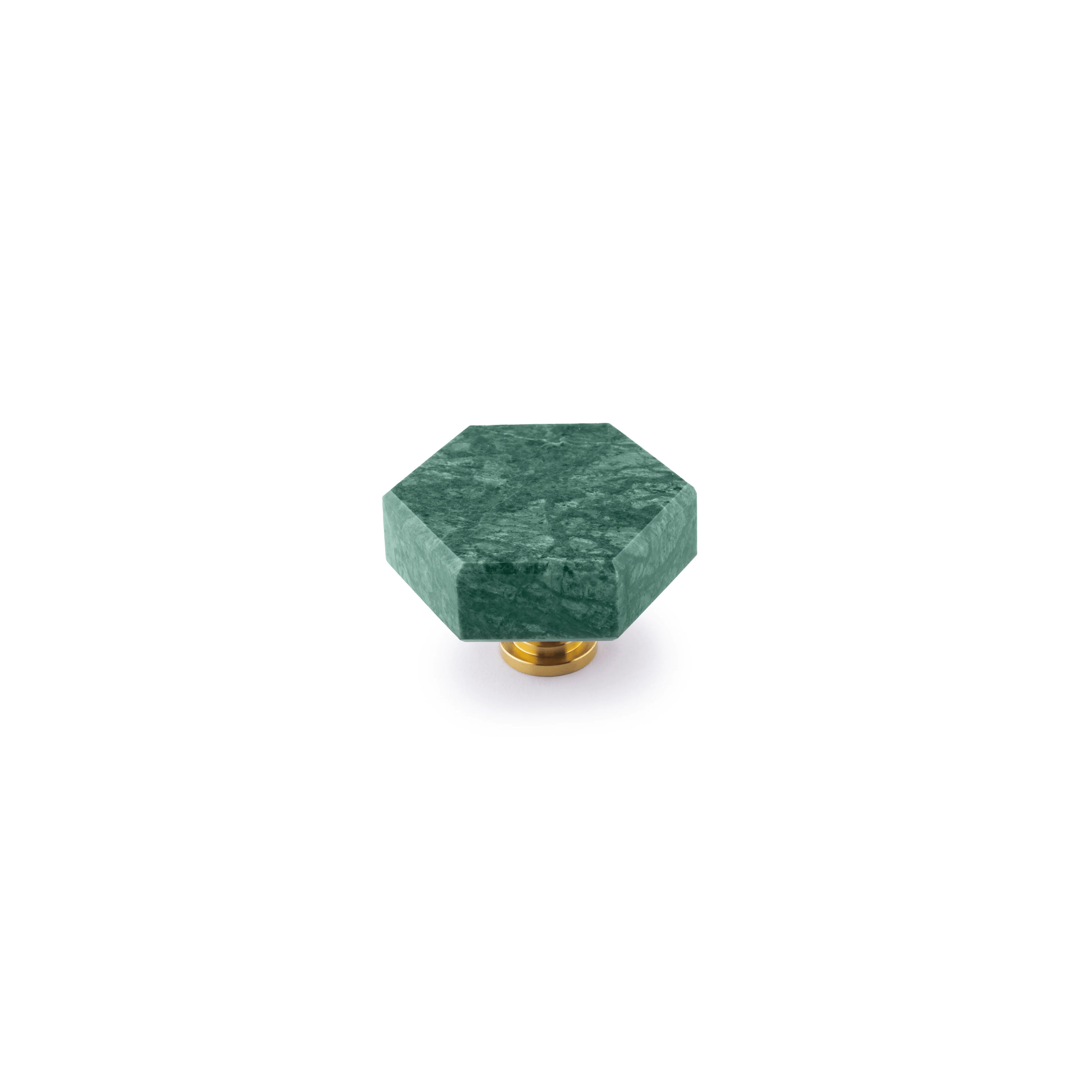The Mantara M-0002 Tetris Knob is a modern marble and brass knob in green, perfect for doors, drawers, and cabinets.