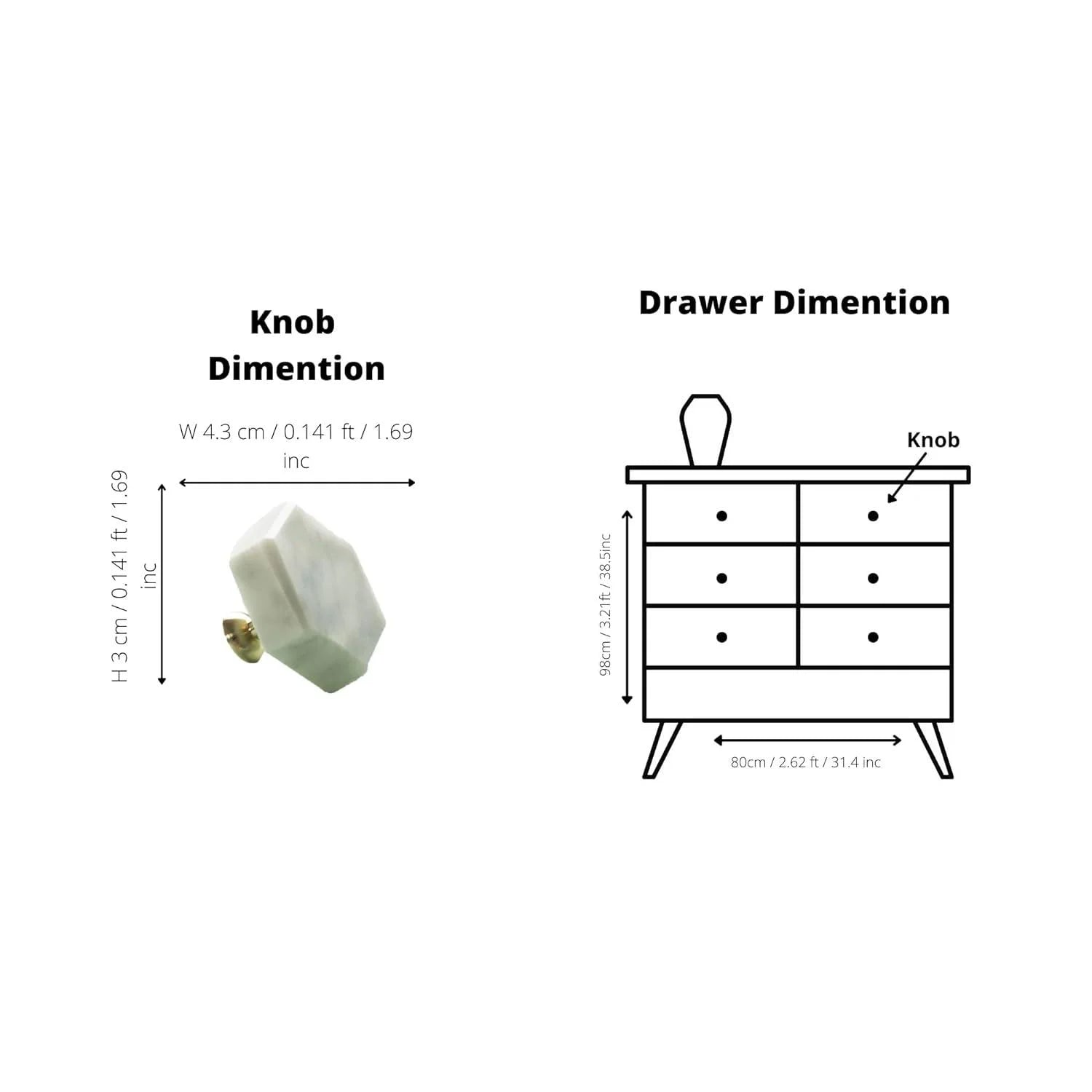 The Mantara M-0002 Tetris Knob is a modern marble and brass knob in white, perfect for doors, drawers, and cabinets.