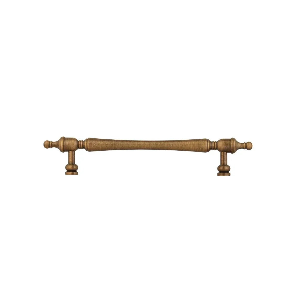 The Mantara B-0129 Thara Handle is a modern brass handle in bronze and gold, ideal for drawers, cabinets, and kitchen furniture.