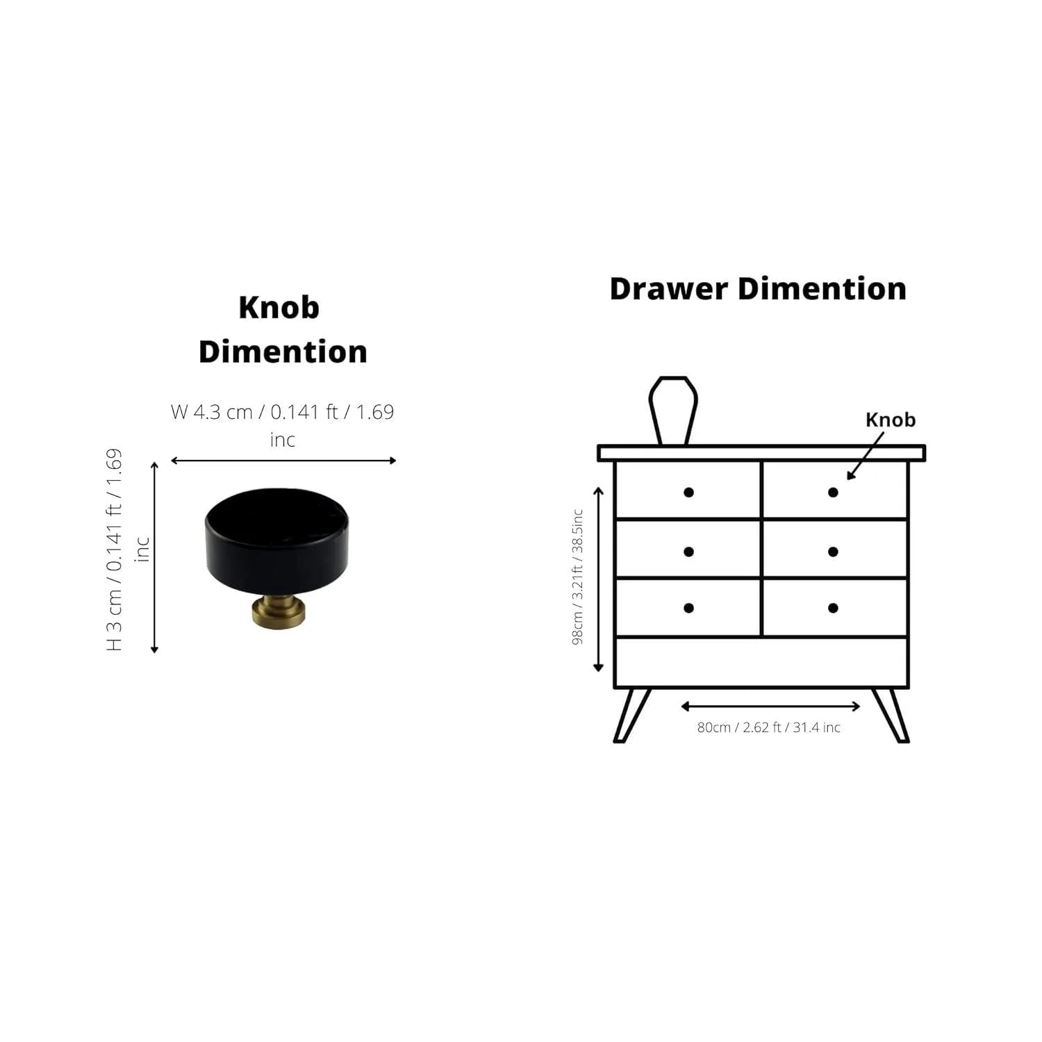 The Mantara M-0001 Theo Knob is a modern marble and brass knob in black, ideal for doors, drawers, and cabinets.
