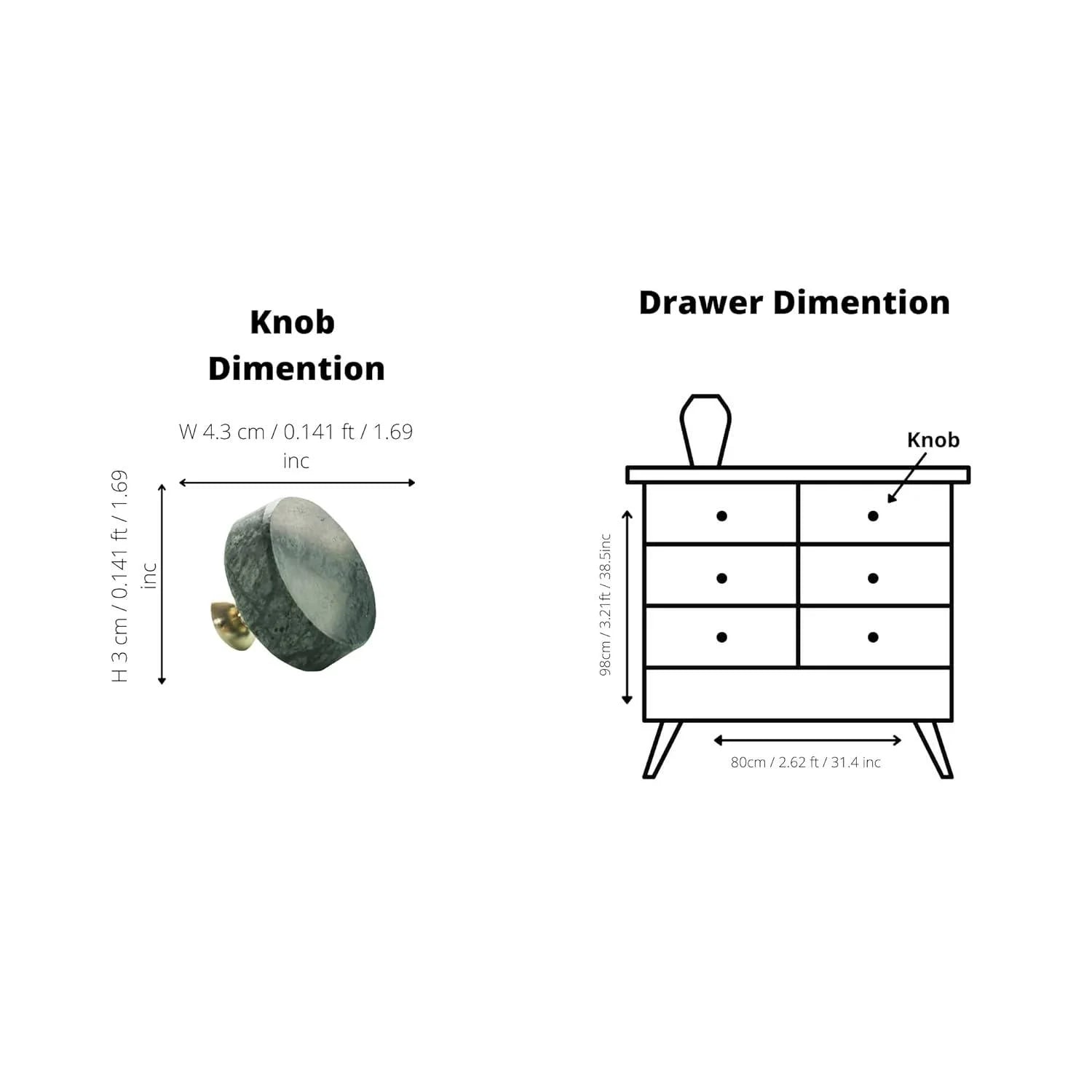 The Mantara M-0001 Theo Knob is a modern marble and brass knob in green, ideal for doors, drawers, and cabinets.