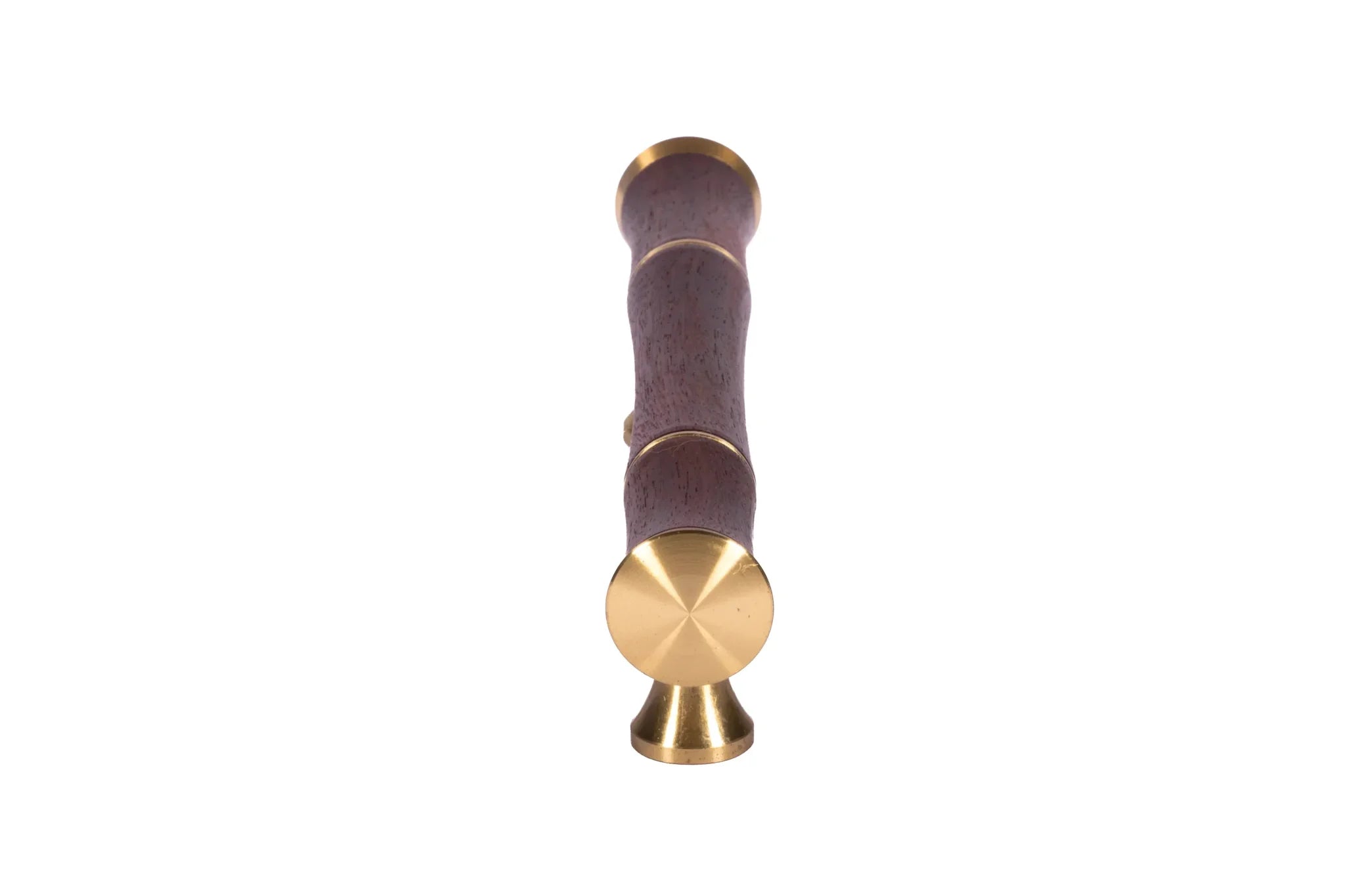 Mantara Titus Handle W-0019 is a modern brass and wood handle in brown brushed finish, ideal for kitchen drawers and dresser drawers.