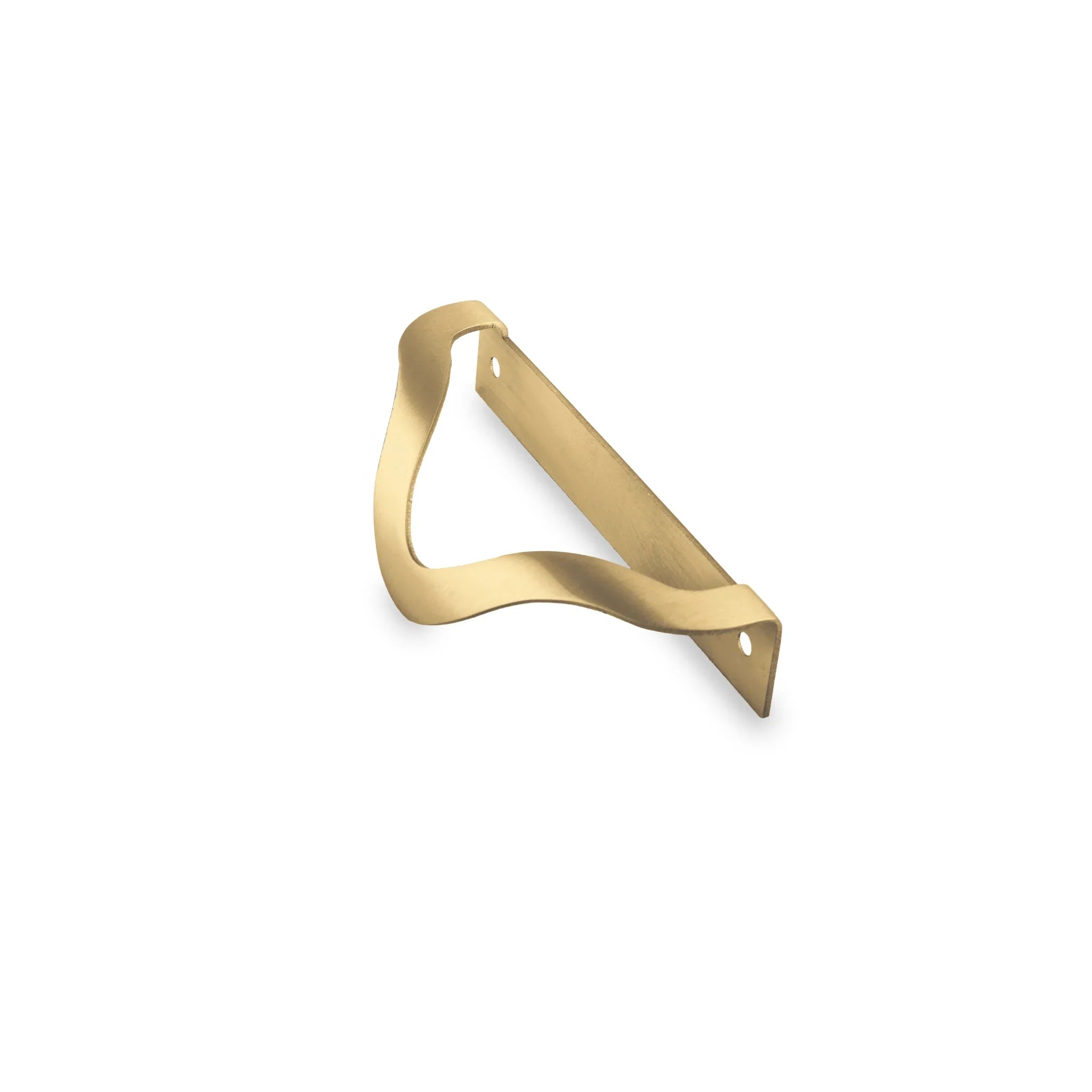 The Mantara B-0048 Trinity Pull Knob is a modern brushed brass knob in gold, perfect for drawers, furniture, bedrooms, and kitchens.
