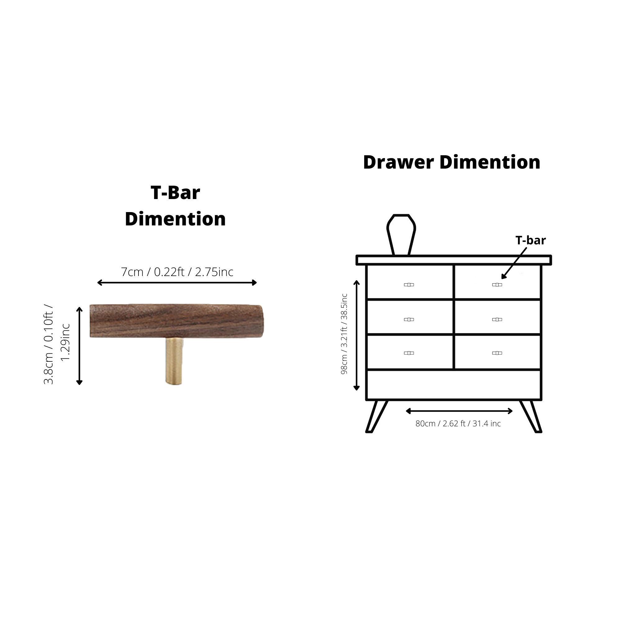 Tudor Handle W-0007 in walnut & brass, sizes 70–392mm, for main doors, wardrobes, cabinets, furniture & almirahs—by Mantara.