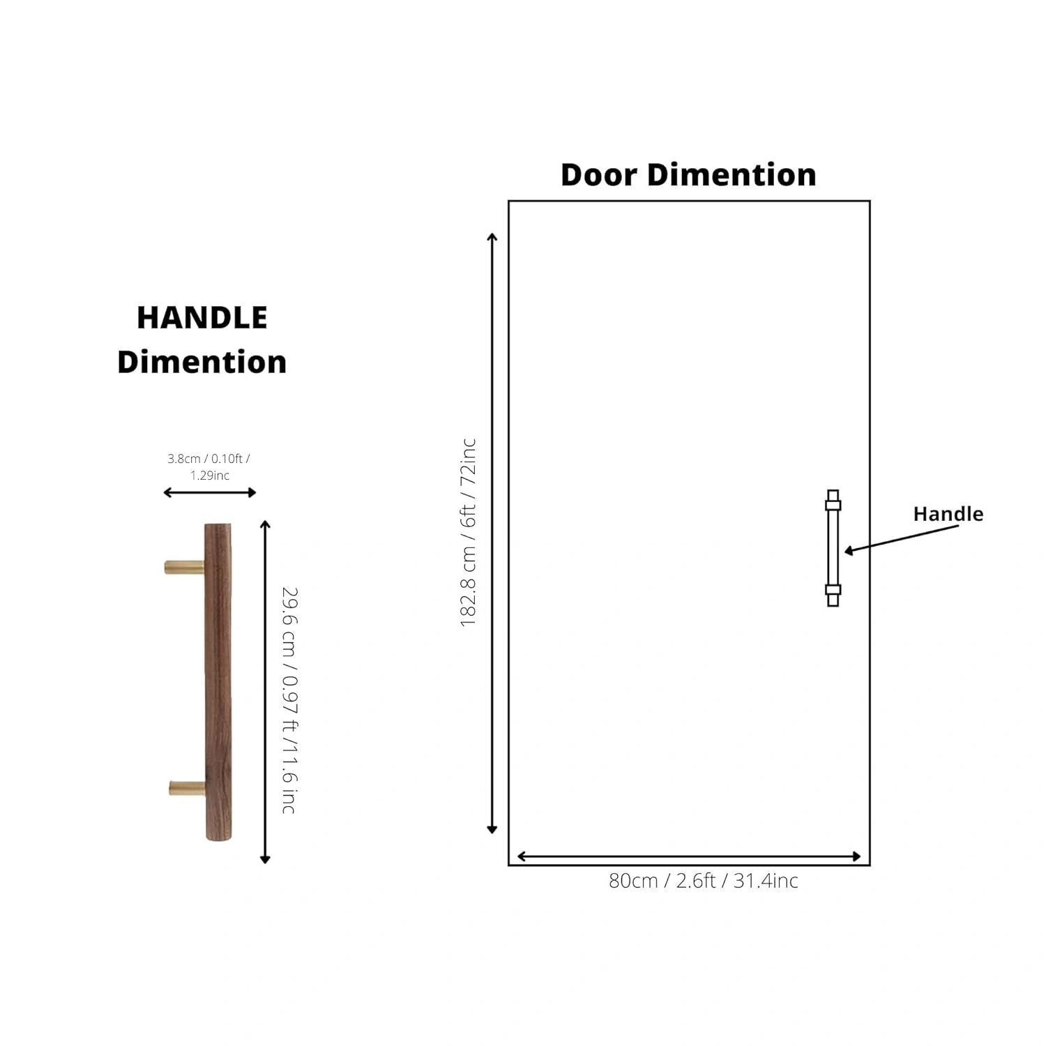 Mantara Tudor Handle W-0007 is a modern brass & walnut handle in brown, ideal for main doors, wardrobes & cabinets.