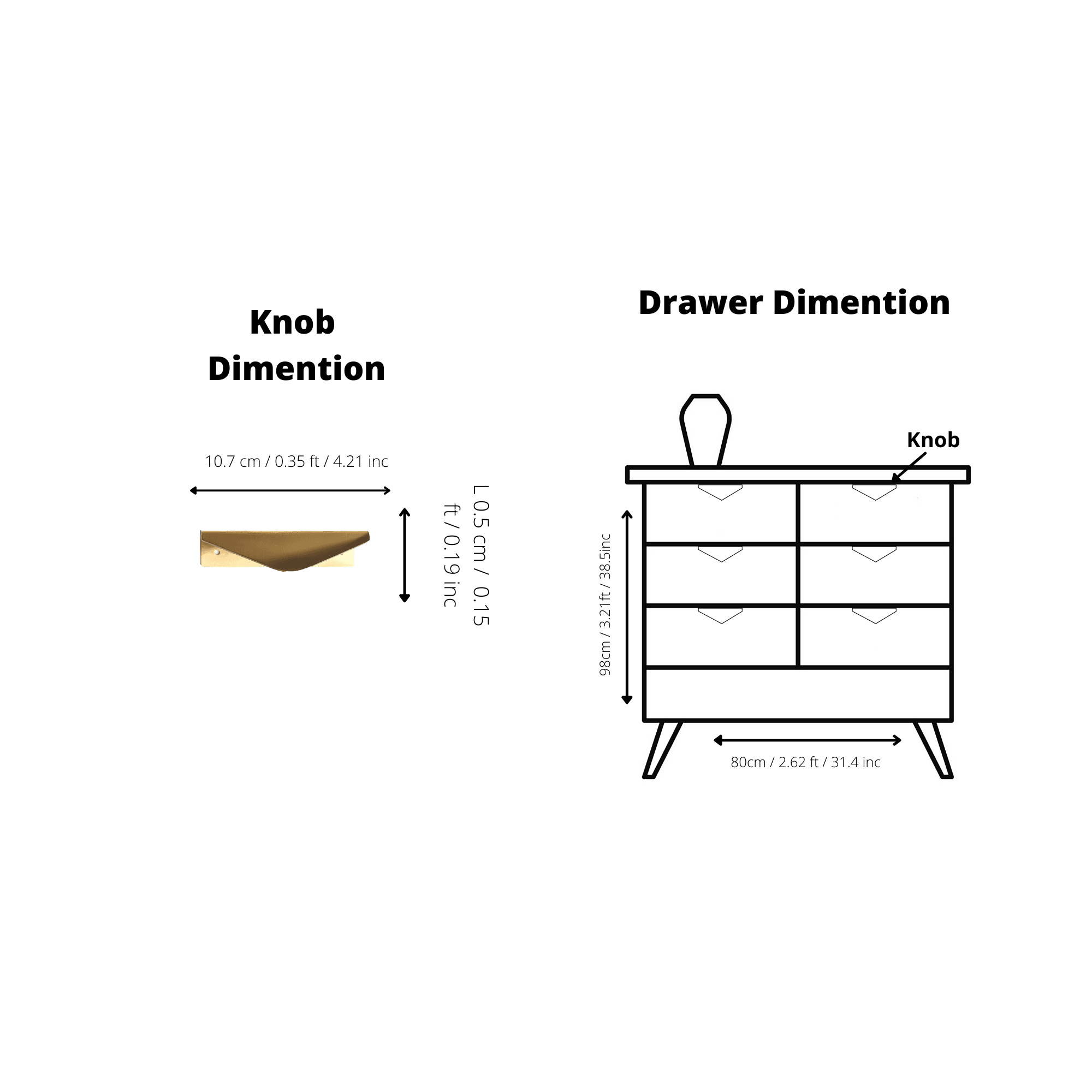 Vajra Knob Handles 107mm / Gold / Brass - M A N T A R A