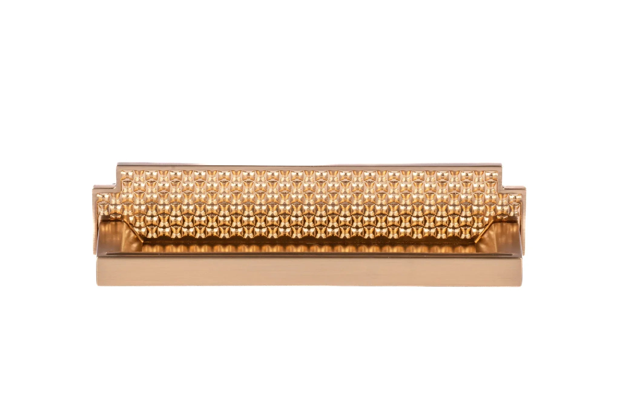 Mantara Veena Handle Z-0018 is a modern zinc alloy handle in brushed gold finish, ideal for kitchen drawers, dresser drawers.