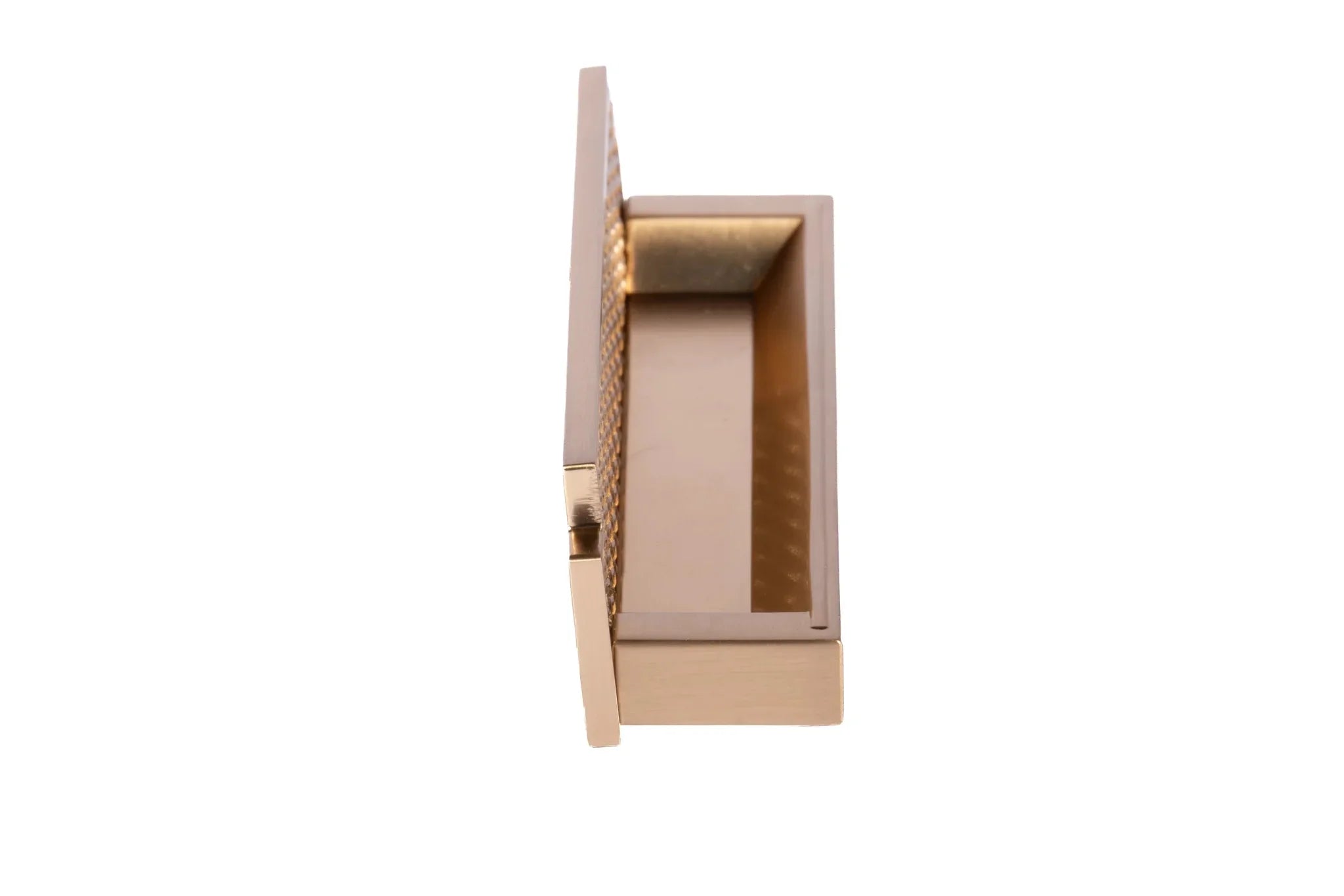 Mantara Veena Handle Z-0018 is a modern zinc alloy handle in brushed gold finish, ideal for kitchen drawers, dresser drawers.
