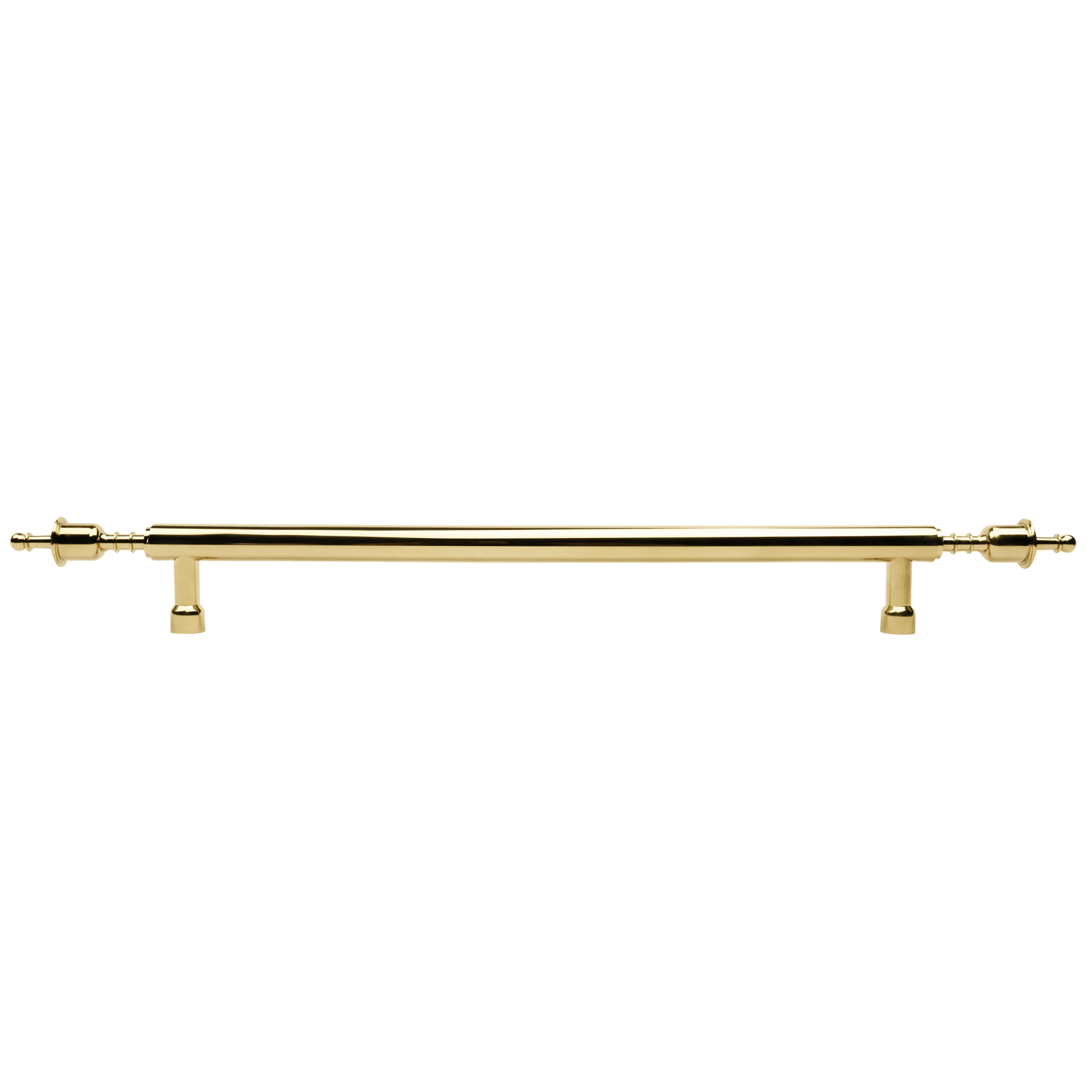 B‑0070 Victoria solid brass pull handle in polished gold finish, 332 mm length with 224 mm center‑to‑center, ideal for main doors, wardrobes, kitchens, and cabinets.