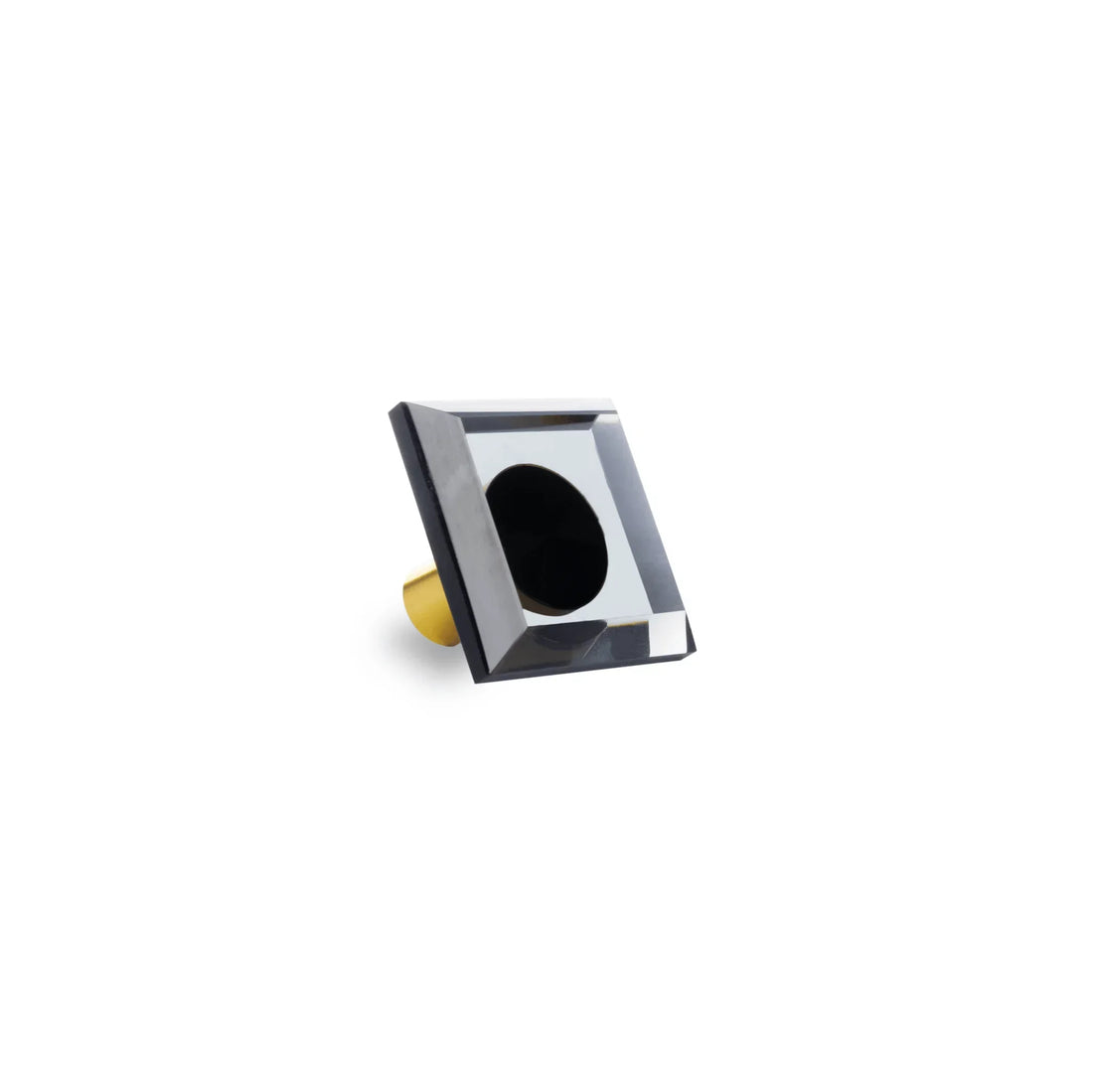 The Mantara A-0013 Void Knob is a modern black brass and acrylic knob with polished finish, perfect for doors, drawers, and cabinets.