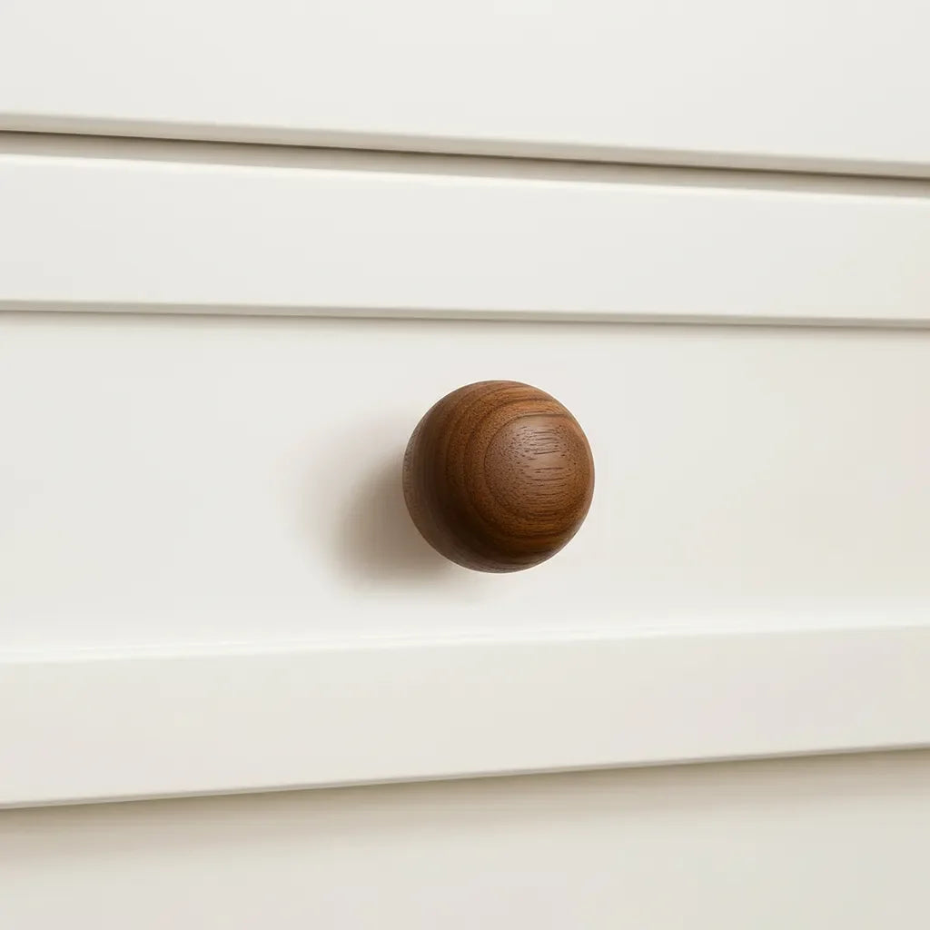 Mantara Celestial Dome Knob W-0022 is a modern wooden knob in brushed brown ideal for drawers, cabinets, and kitchen use.