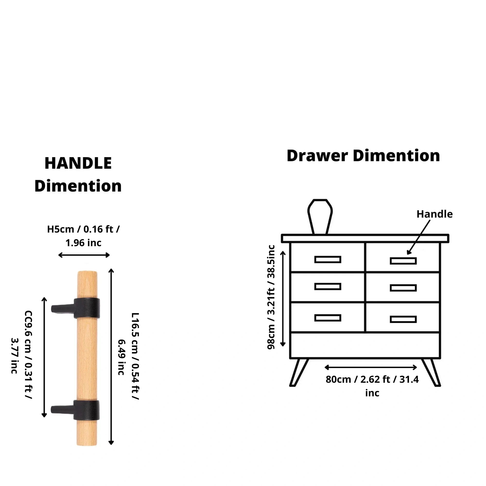 Mantara Walden Handle W-0035 is a modern zinc alloy and beech wood handle in black ideal for kitchen and dresser drawers.