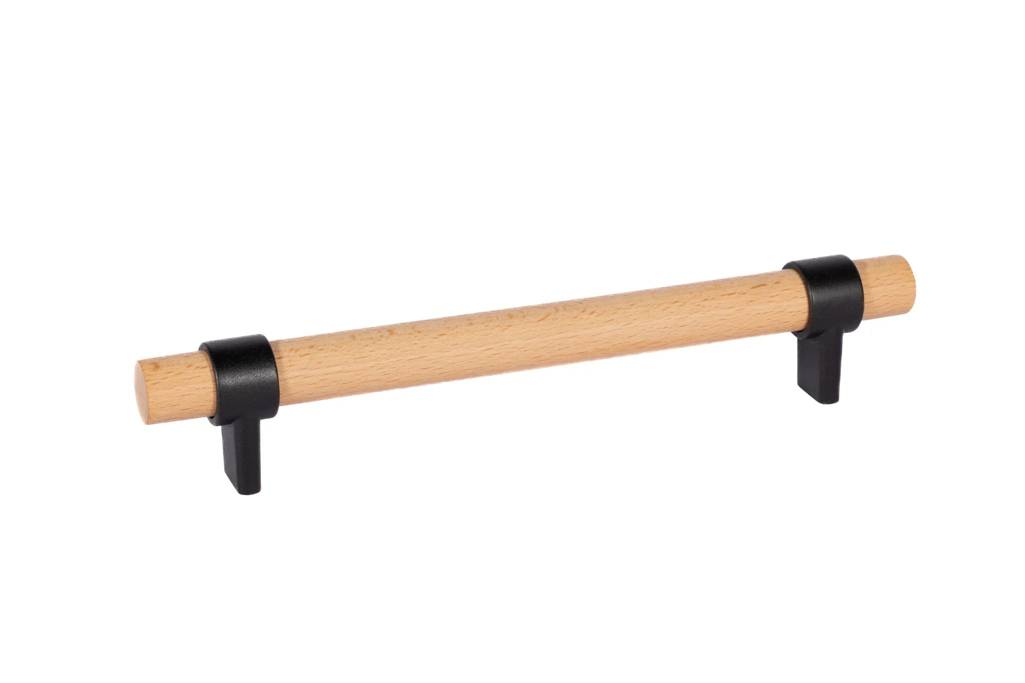 Mantara Walden Handle W-0035 is a modern zinc alloy and beech wood handle in black ideal for kitchen and dresser drawers.