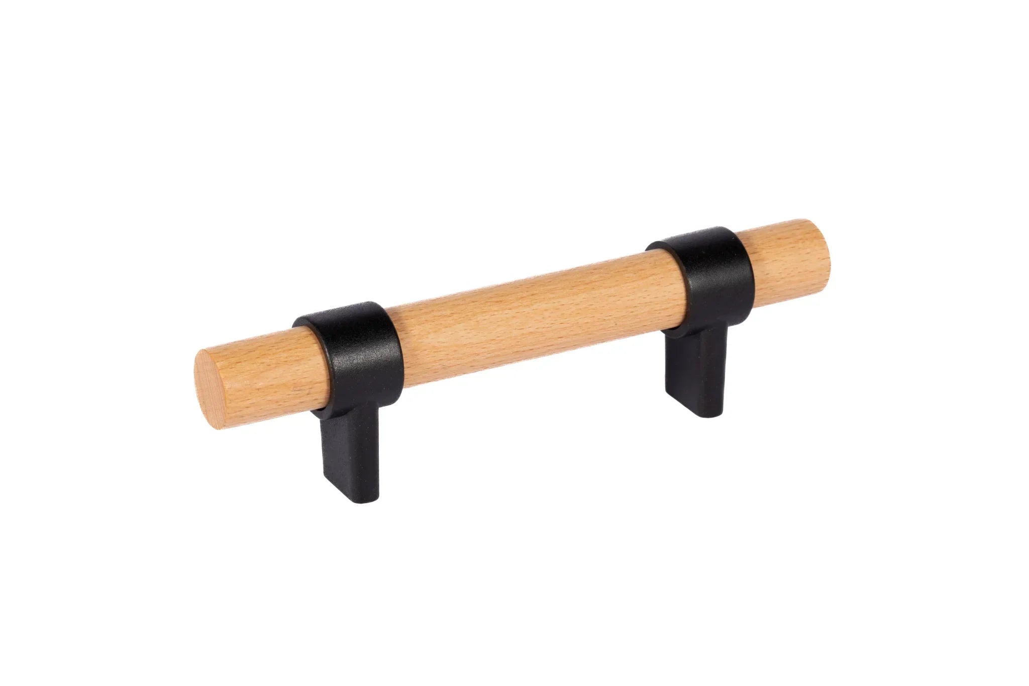 Mantara Walden Handle W-0035 is a modern zinc alloy and beech wood handle in black ideal for kitchen and dresser drawers.