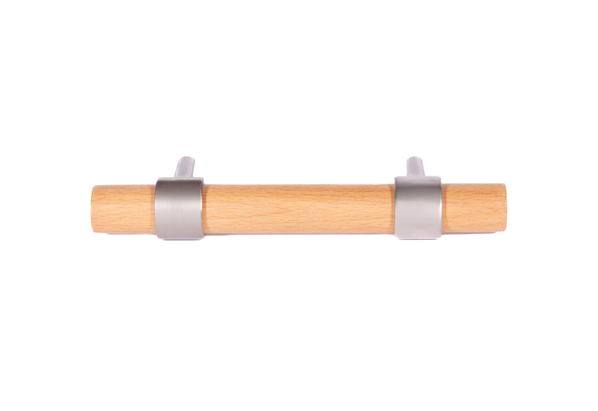 Mantara Walden Handle W-0035 is a modern zinc alloy and beech wood handle in silver ideal for kitchen and dresser drawers.