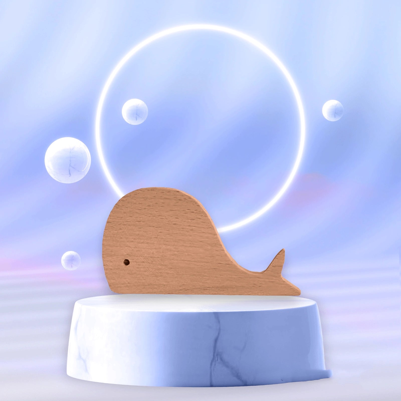 Mantara Whale Wooden Hook W-0024 is a modern wood knob and wall hook in brushed beige finish, ideal for kids&
